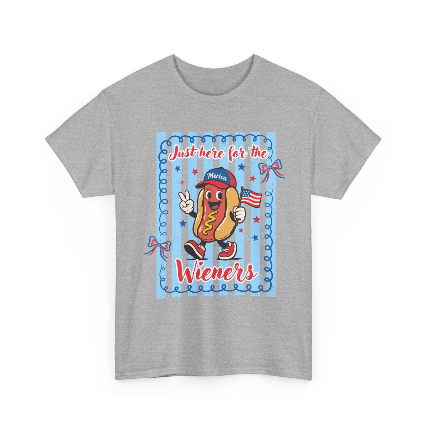 "Just Here for the Wieners" Patriotic Novelty T-Shirt