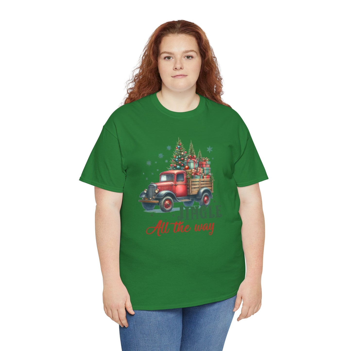 Jingle All the Way Holiday Tee - Heavy Cotton Shirt for Christmas Celebrations