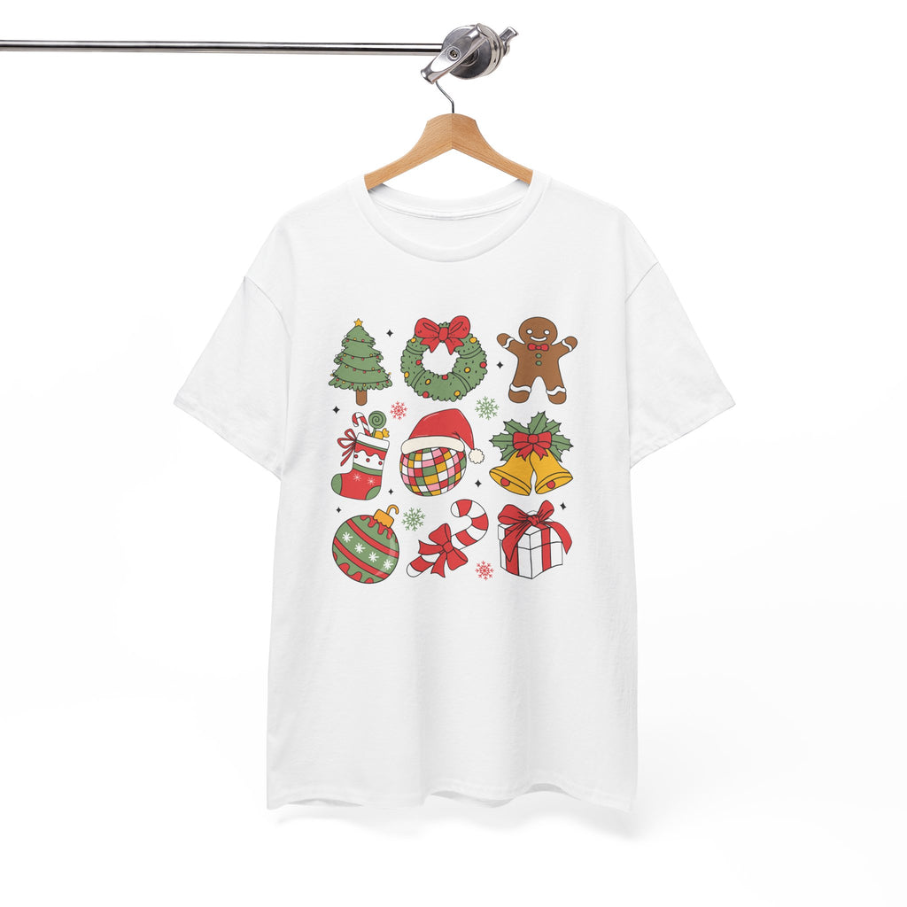 Festive Holiday Heavy Cotton Tee - Christmas Cheer Design