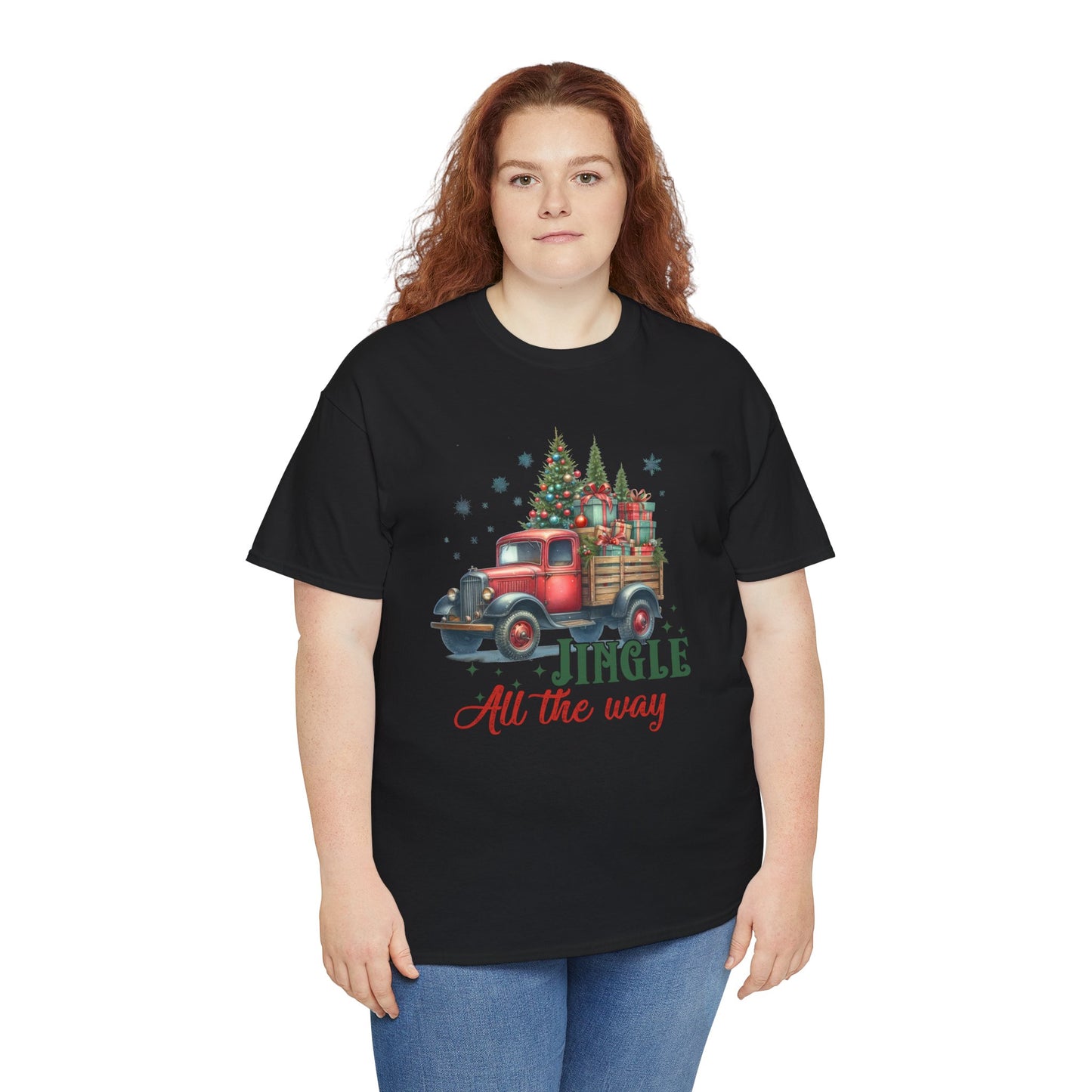 Jingle All the Way Holiday Tee - Heavy Cotton Shirt for Christmas Celebrations
