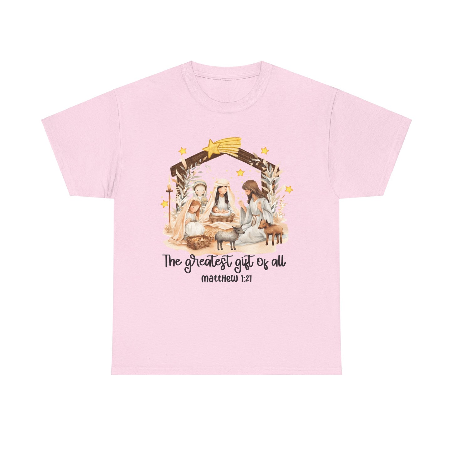 The Greatest Gift of All Heavy Cotton Tee - Christmas Nativity Design