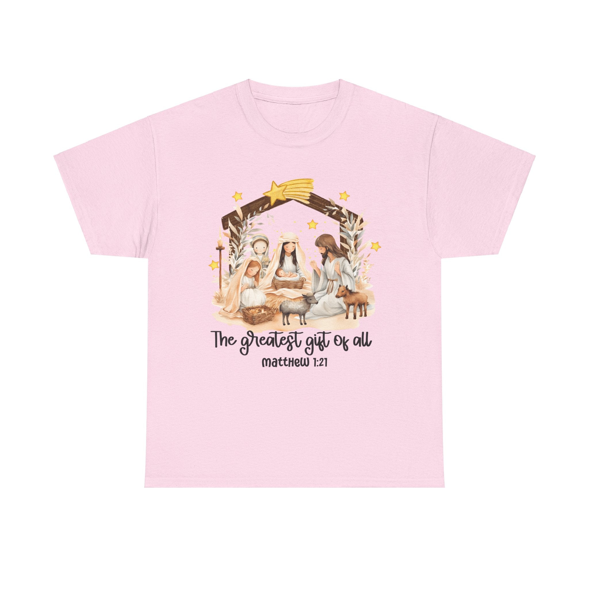 The Greatest Gift of All Heavy Cotton Tee - Christmas Nativity Design