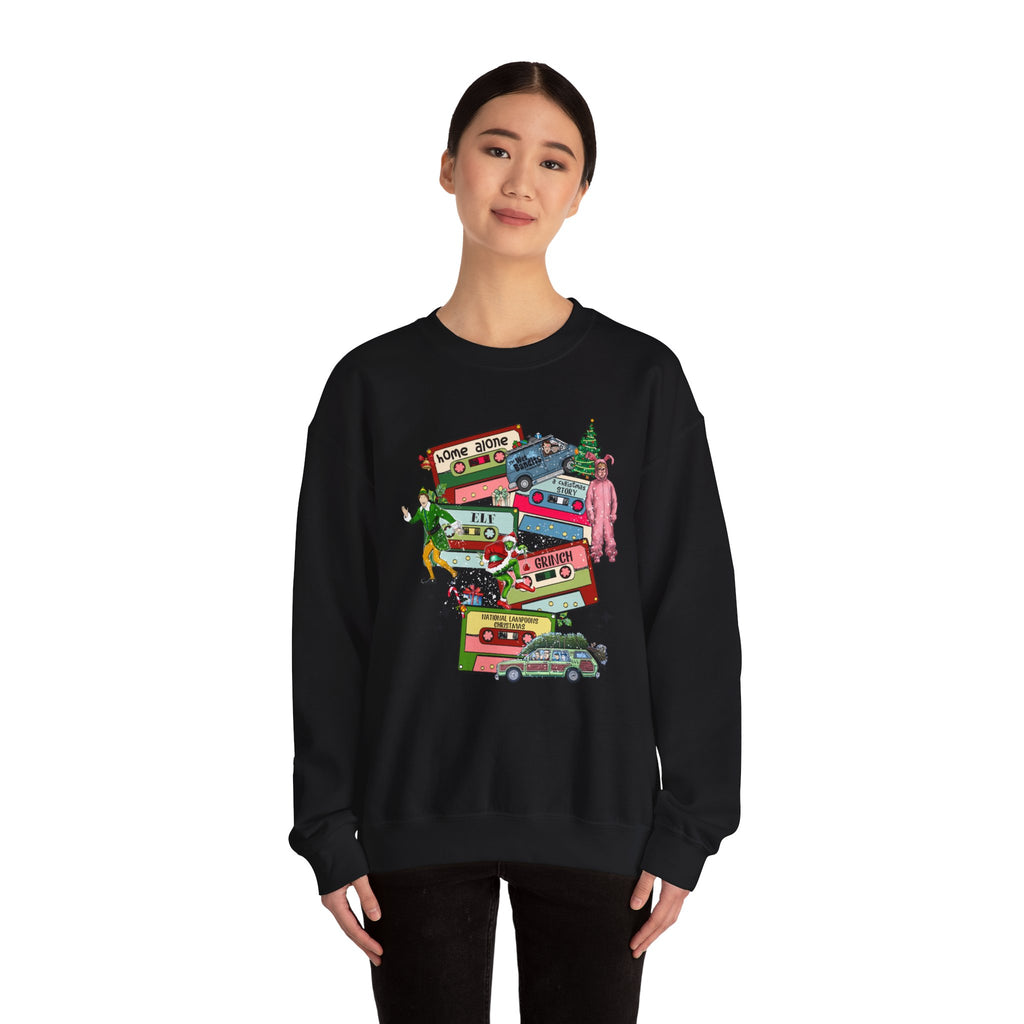 Retro Holiday Movie Crewneck Sweatshirt – Cozy & Festive Design