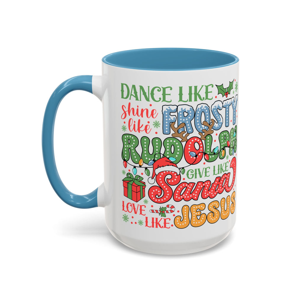 Festive Accent Coffee Mug - Holiday Cheer with Santa & Friends Design