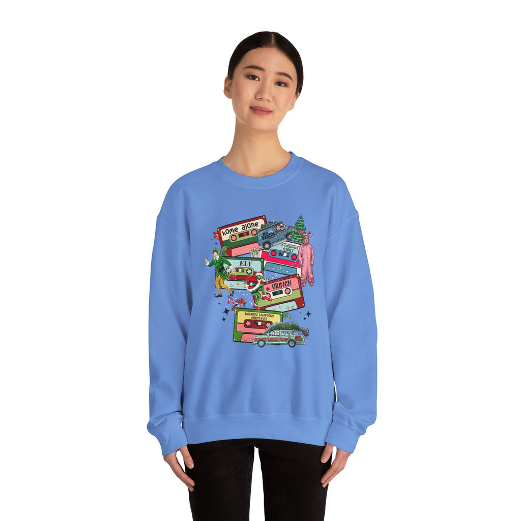 Retro Holiday Movie Crewneck Sweatshirt – Cozy & Festive Design