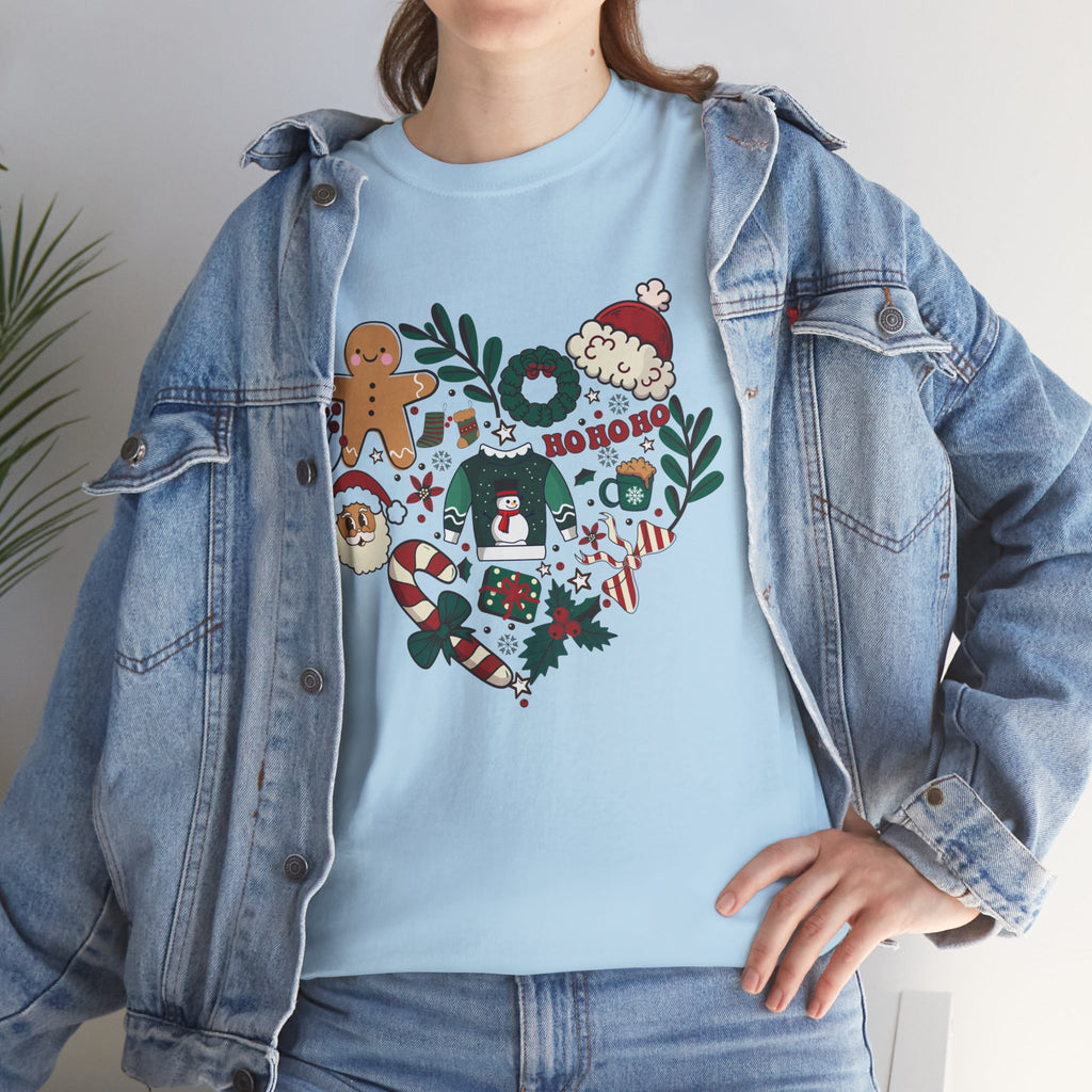 Festive Holiday Heart Heavy Cotton Tee