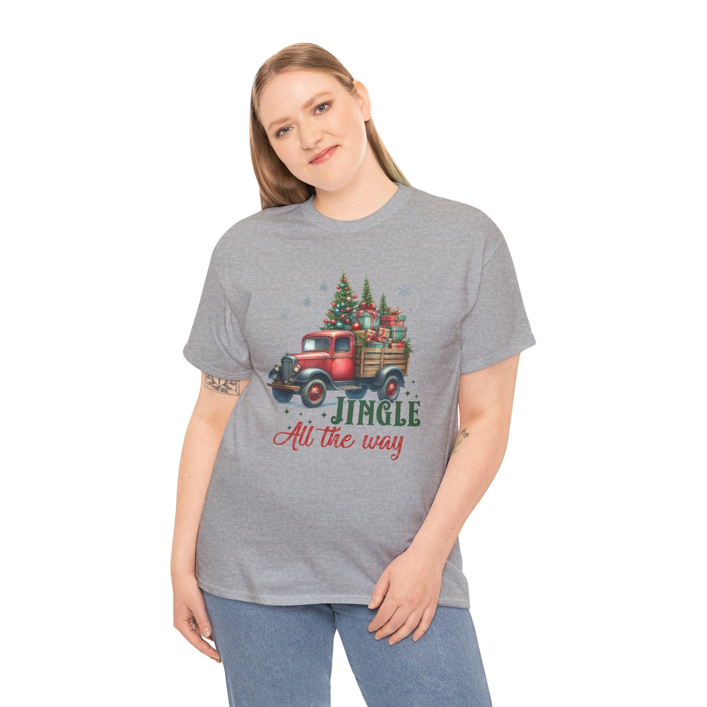 Jingle All the Way Holiday Tee - Heavy Cotton Shirt for Christmas Celebrations