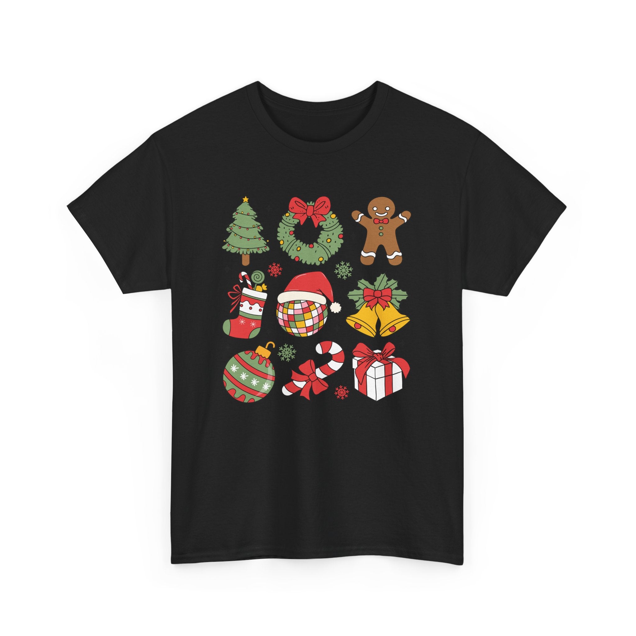 Festive Holiday Heavy Cotton Tee - Christmas Cheer Design