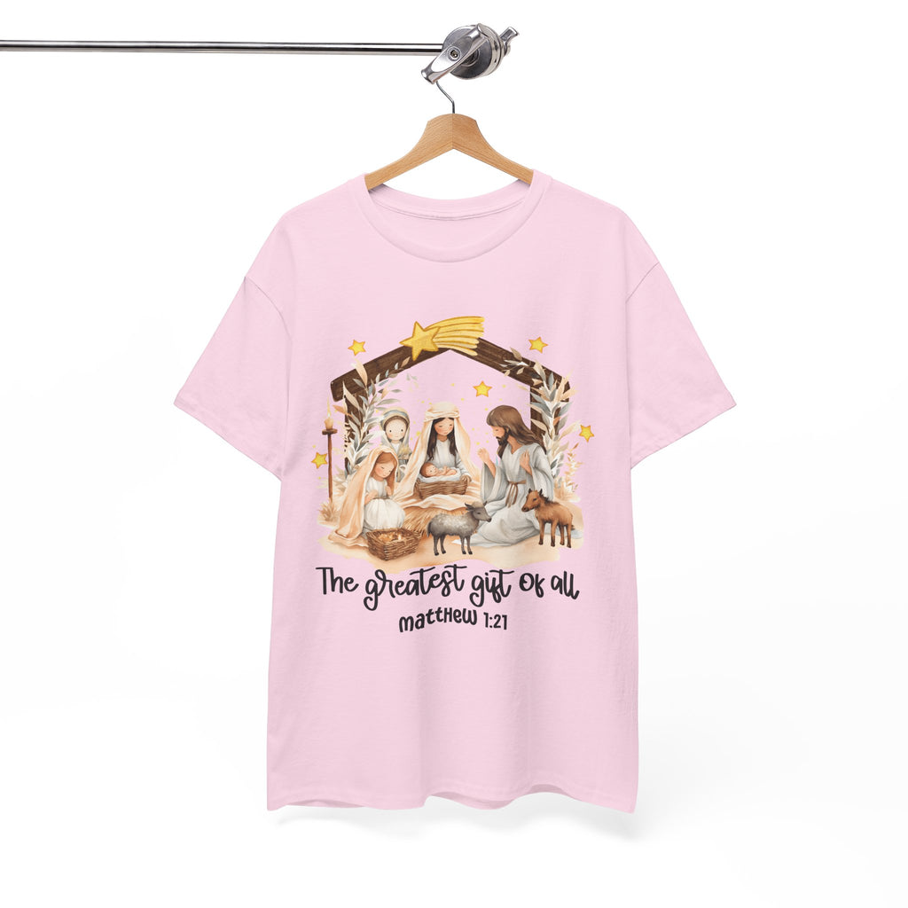 The Greatest Gift of All Heavy Cotton Tee - Christmas Nativity Design