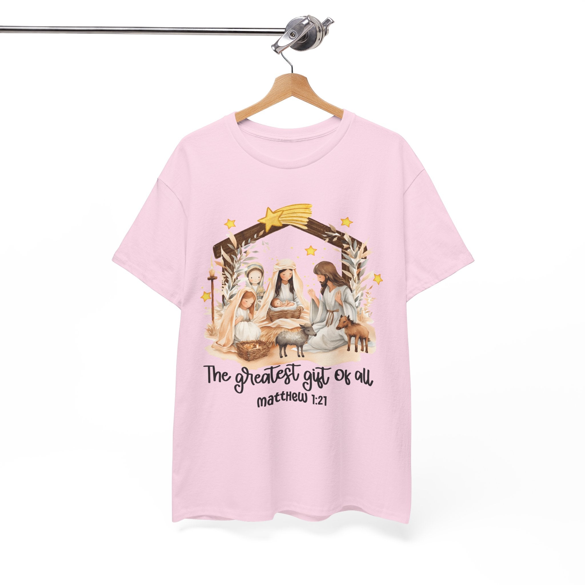 The Greatest Gift of All Heavy Cotton Tee - Christmas Nativity Design