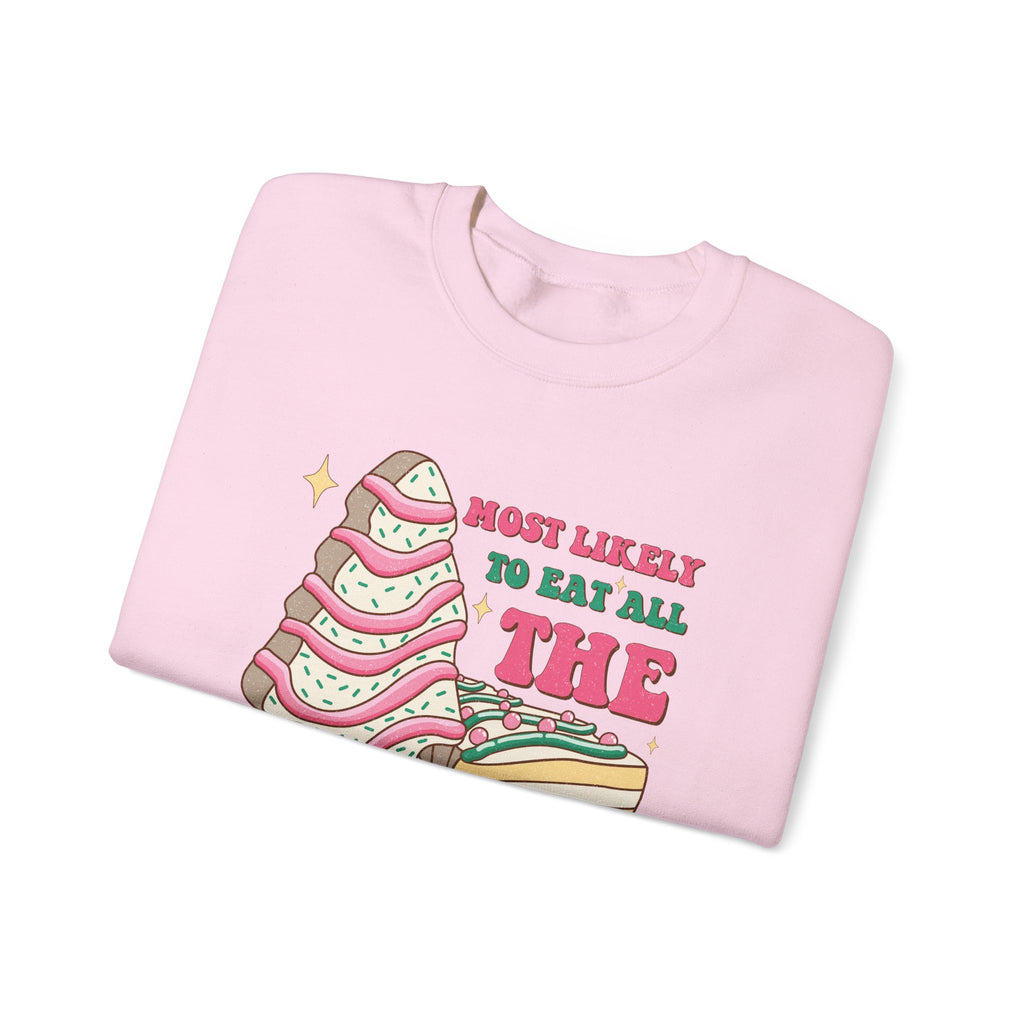 Heavy Blend™ Crewneck Sweatshirt - Most Likely to Eat All the Christmas Tree Cake
