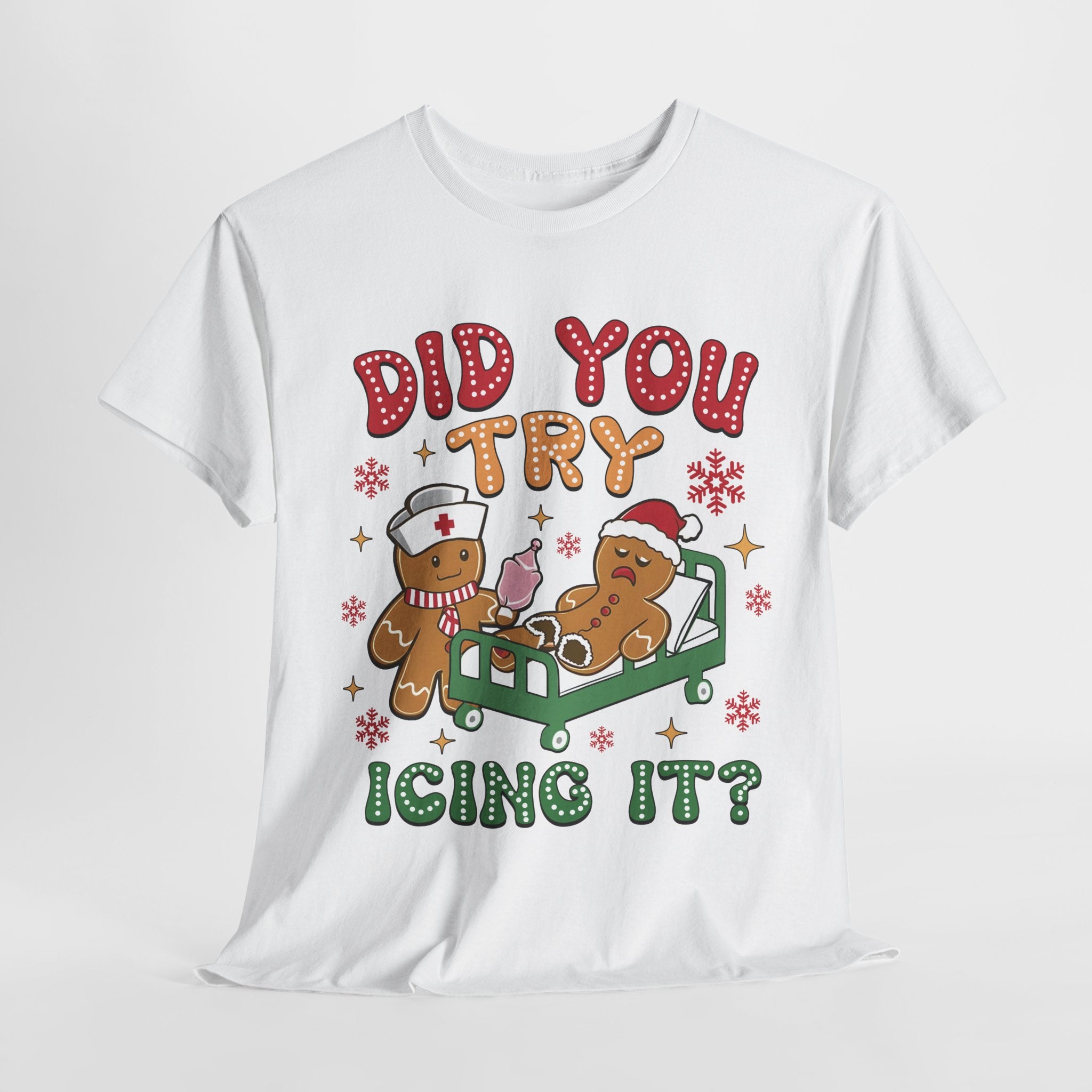 Playful Holiday Heavy Cotton Tee - 'Did You Try Icing It?'