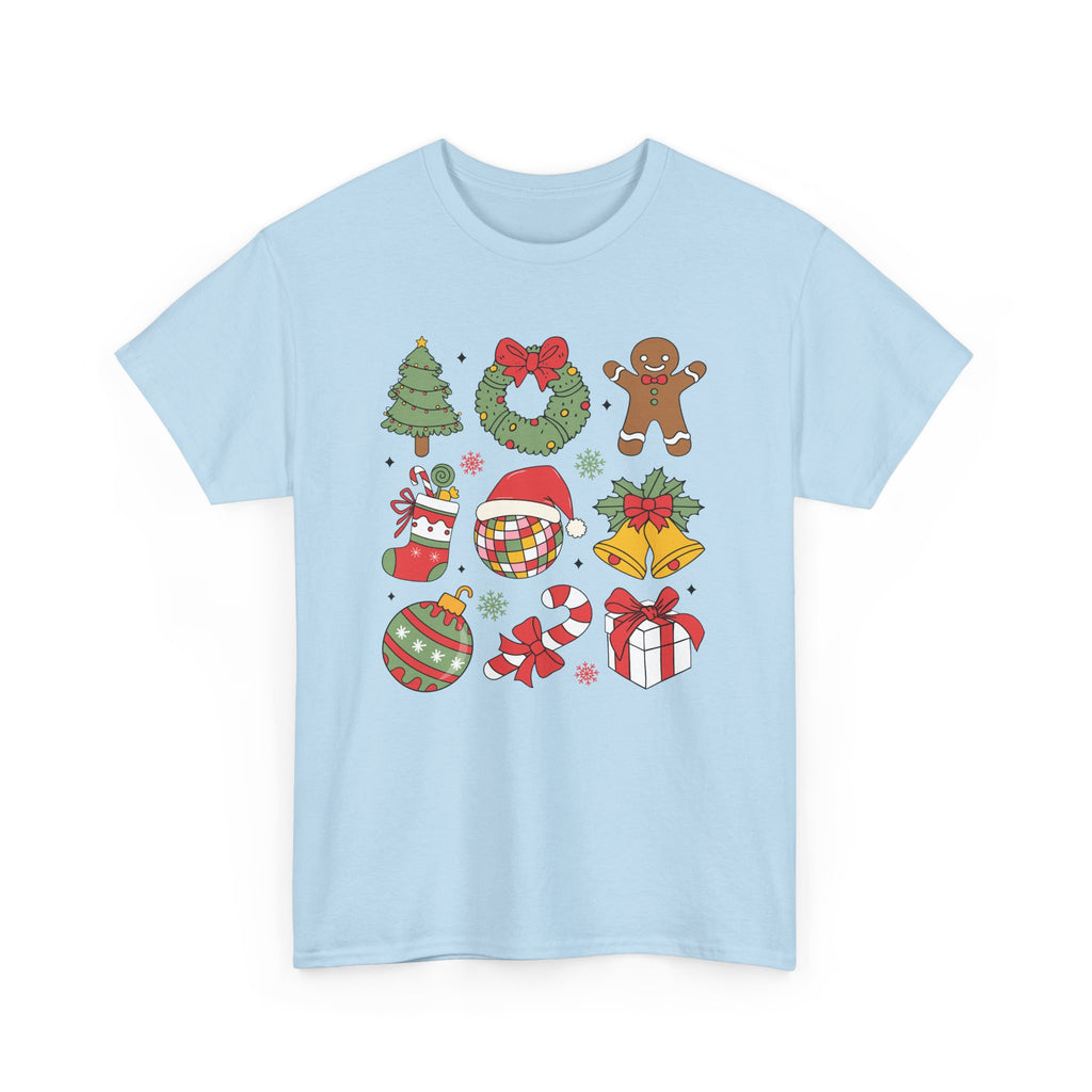 Festive Holiday Heavy Cotton Tee - Christmas Cheer Design