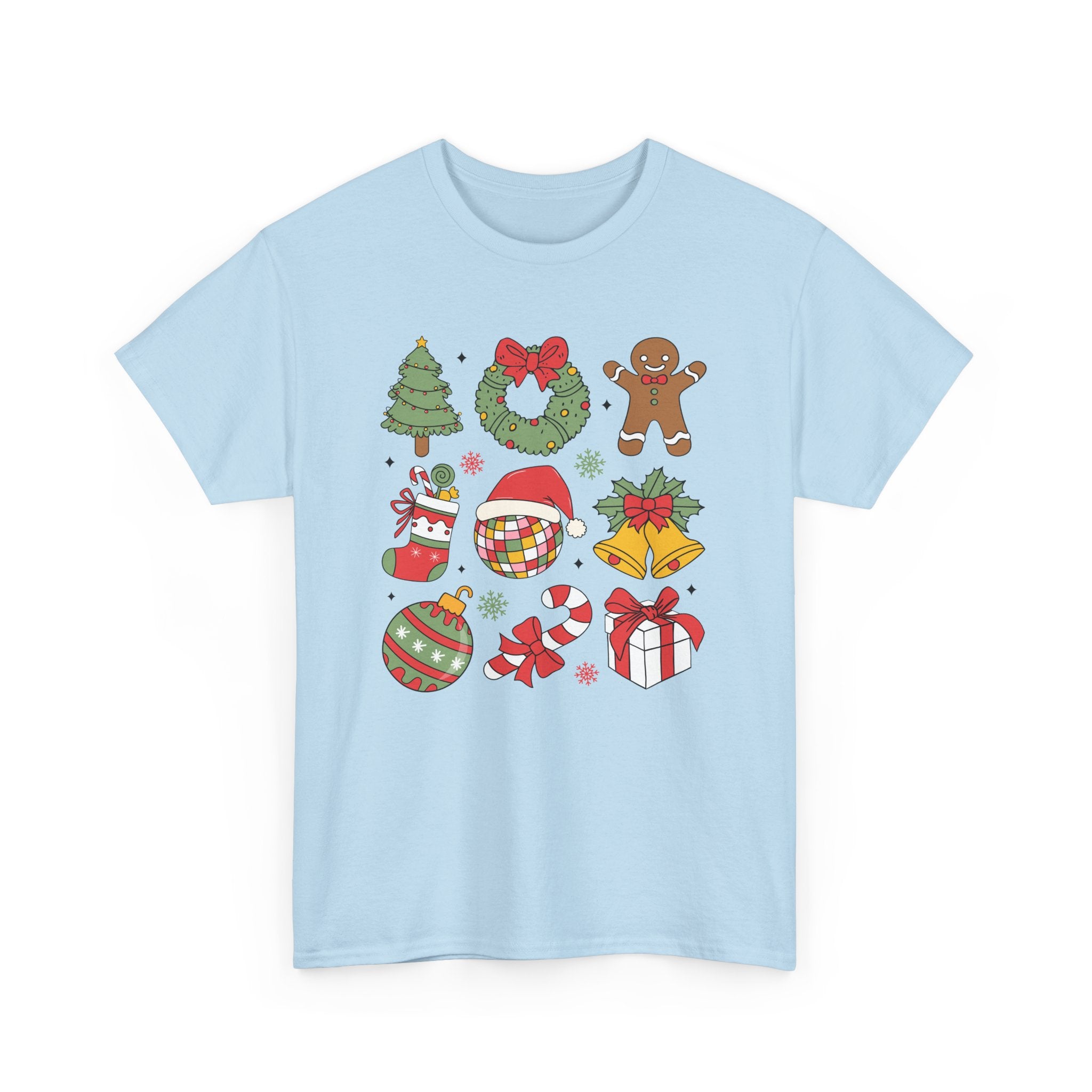 Festive Holiday Heavy Cotton Tee - Christmas Cheer Design