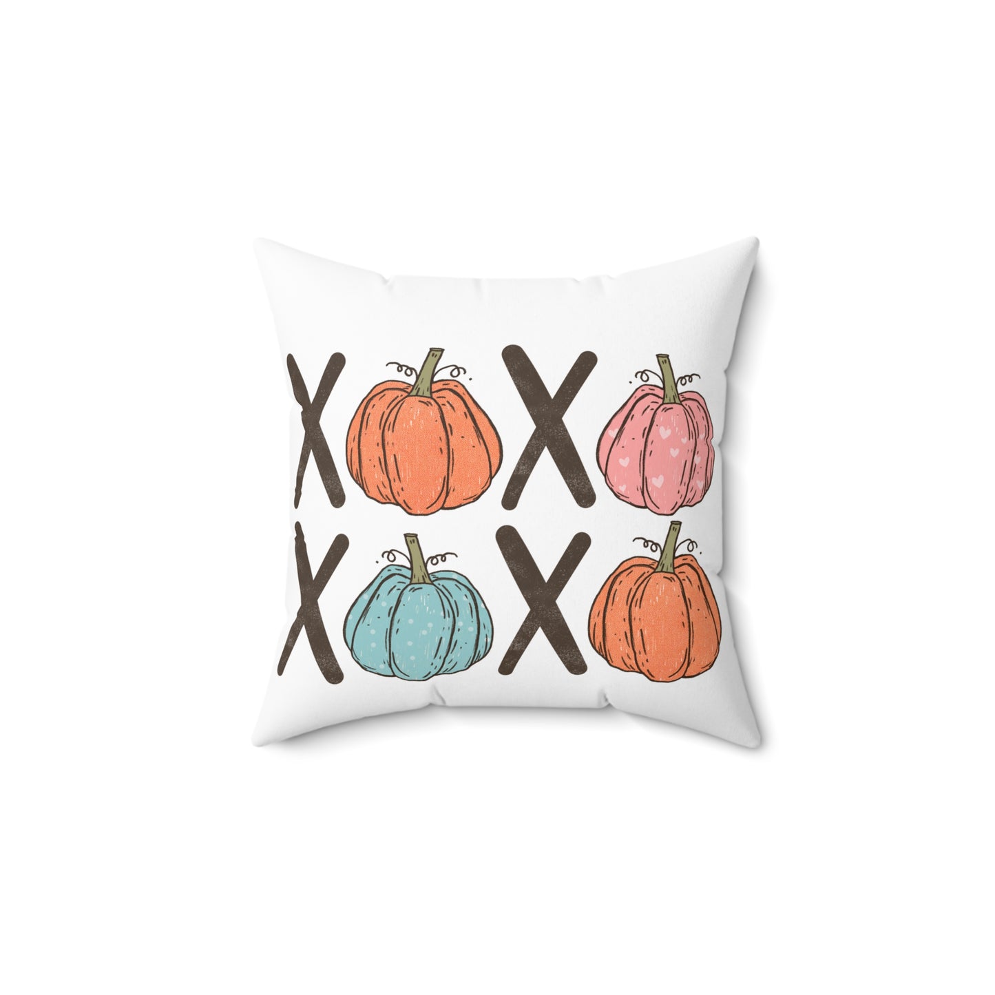 Pumpkin XOXO Decorative Throw Pillow — Pastel Fall Pumpkin Pillow