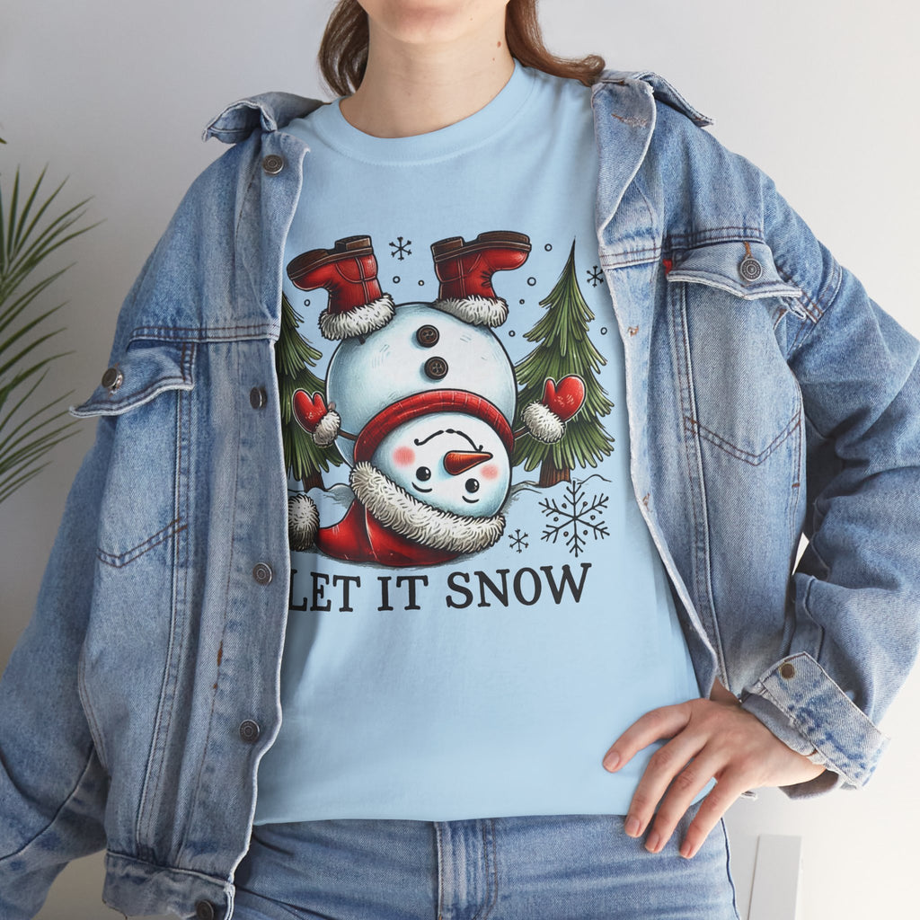 Let It Snow Heavy Cotton Tee - Festive Winter Apparel