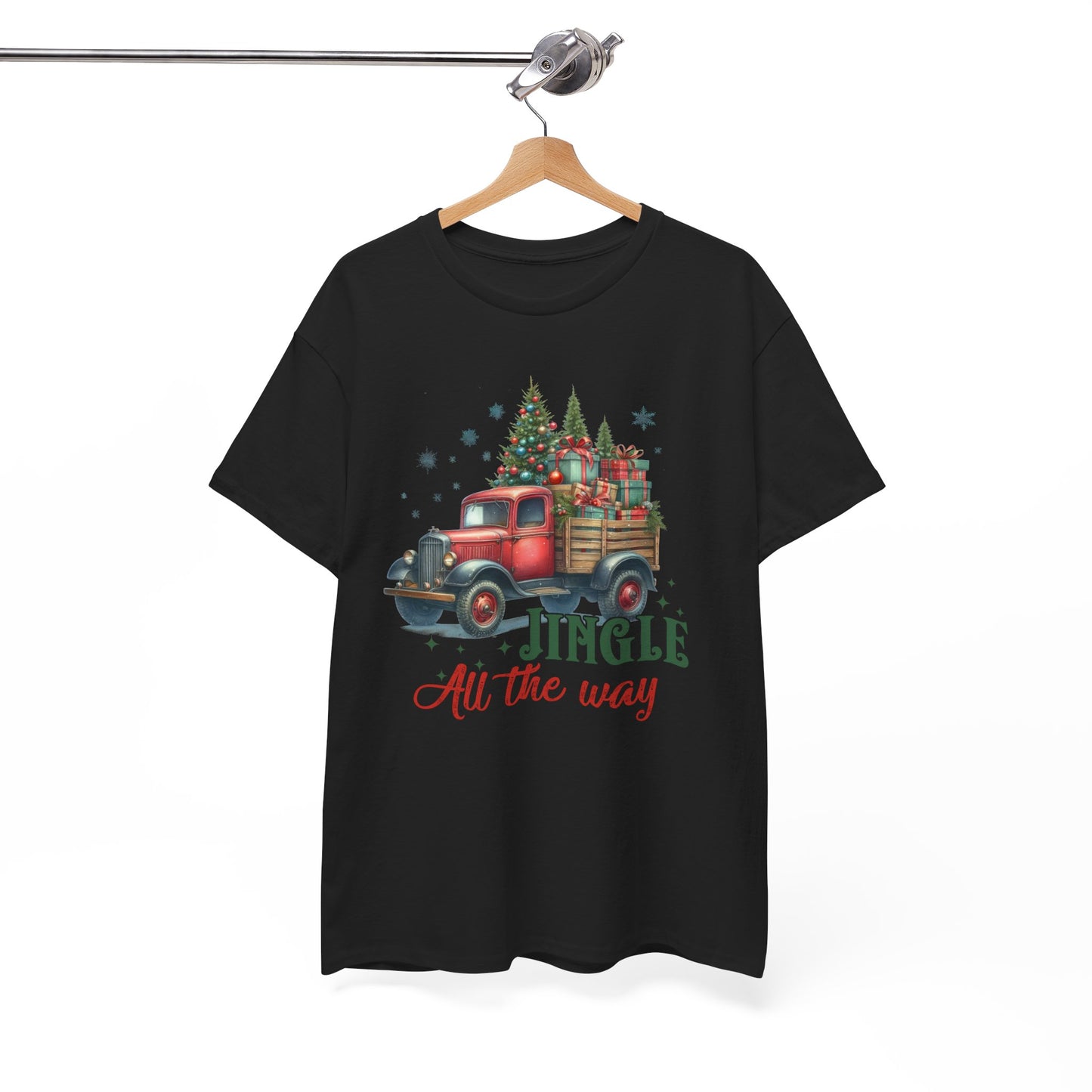 Jingle All the Way Holiday Tee - Heavy Cotton Shirt for Christmas Celebrations