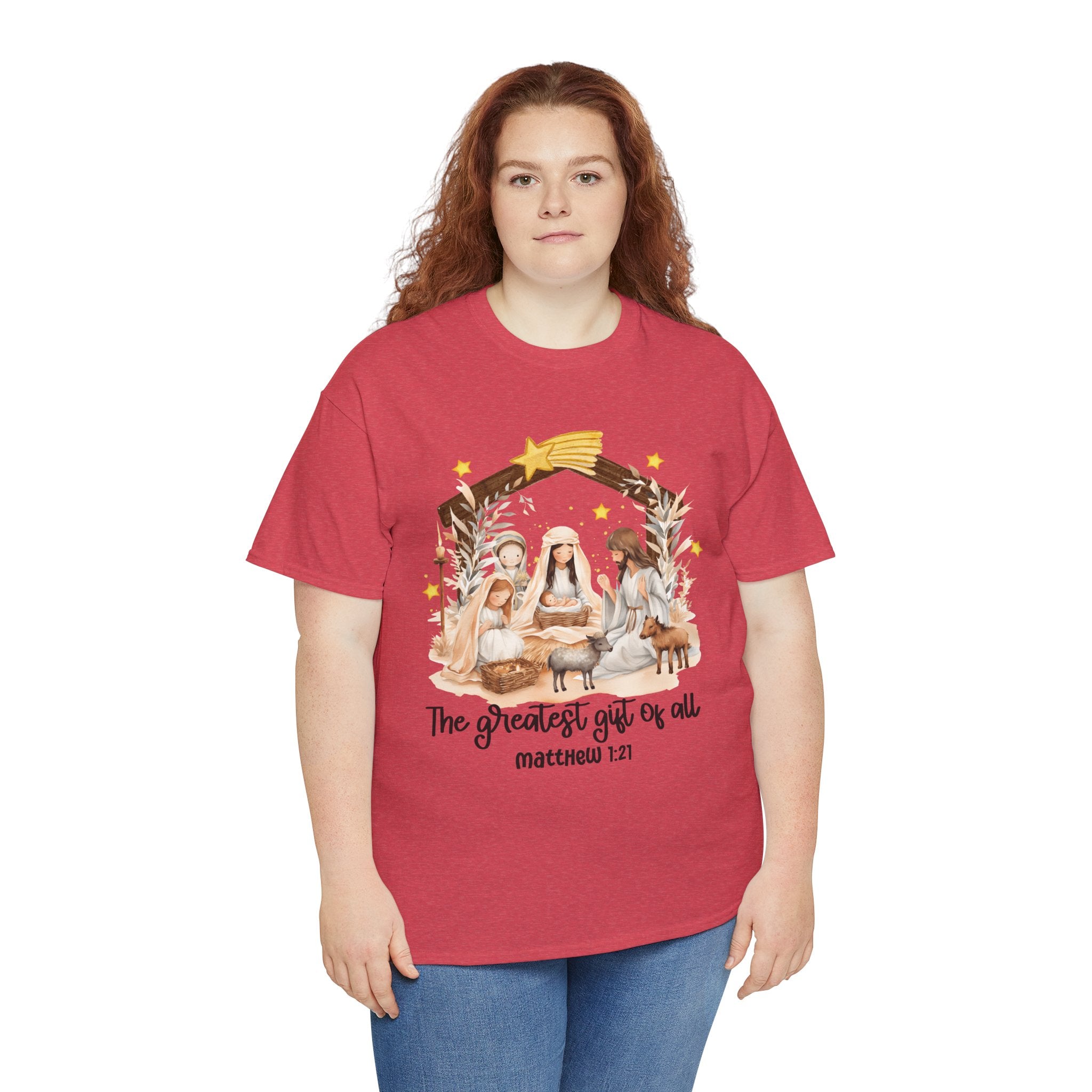 The Greatest Gift of All Heavy Cotton Tee - Christmas Nativity Design