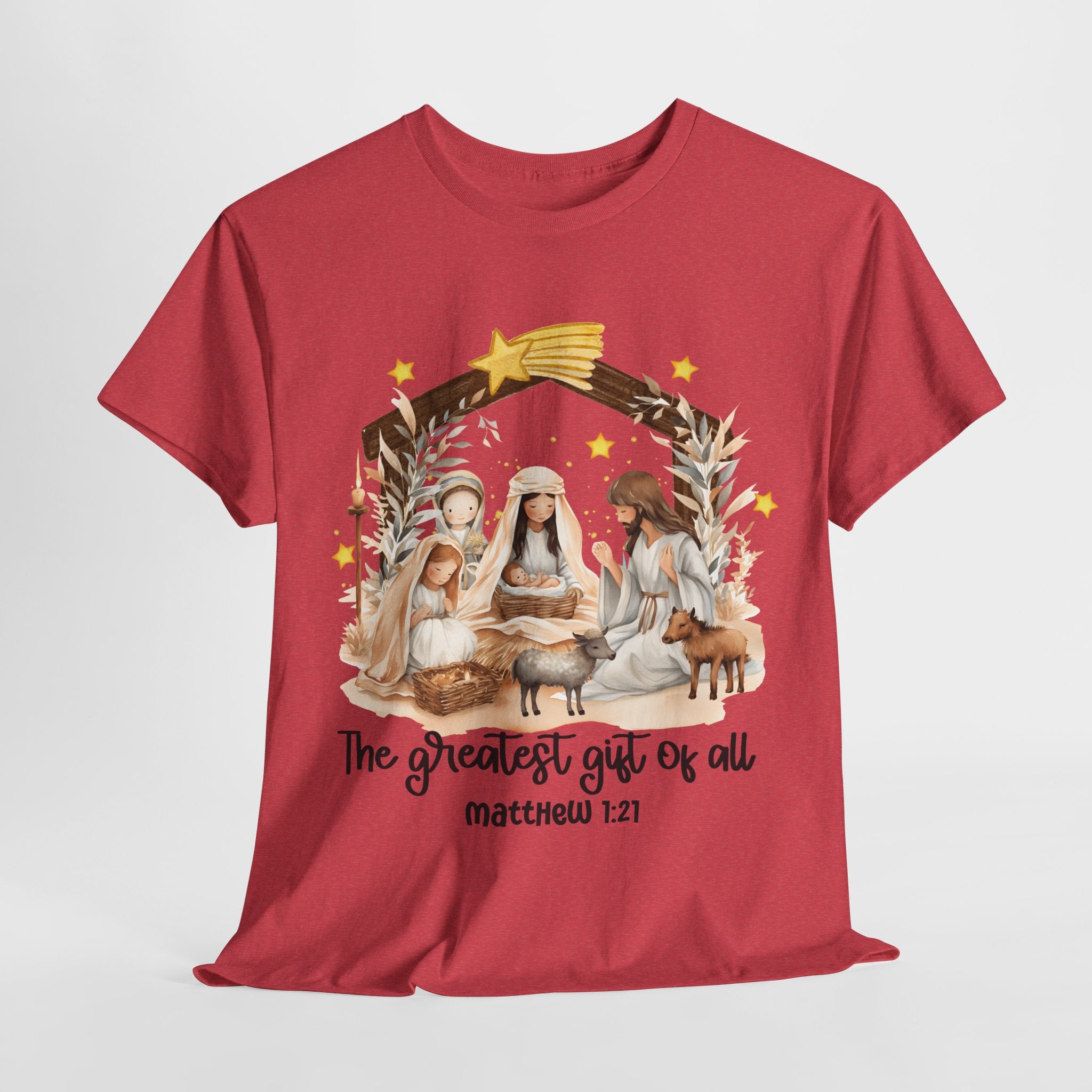 The Greatest Gift of All Heavy Cotton Tee - Christmas Nativity Design