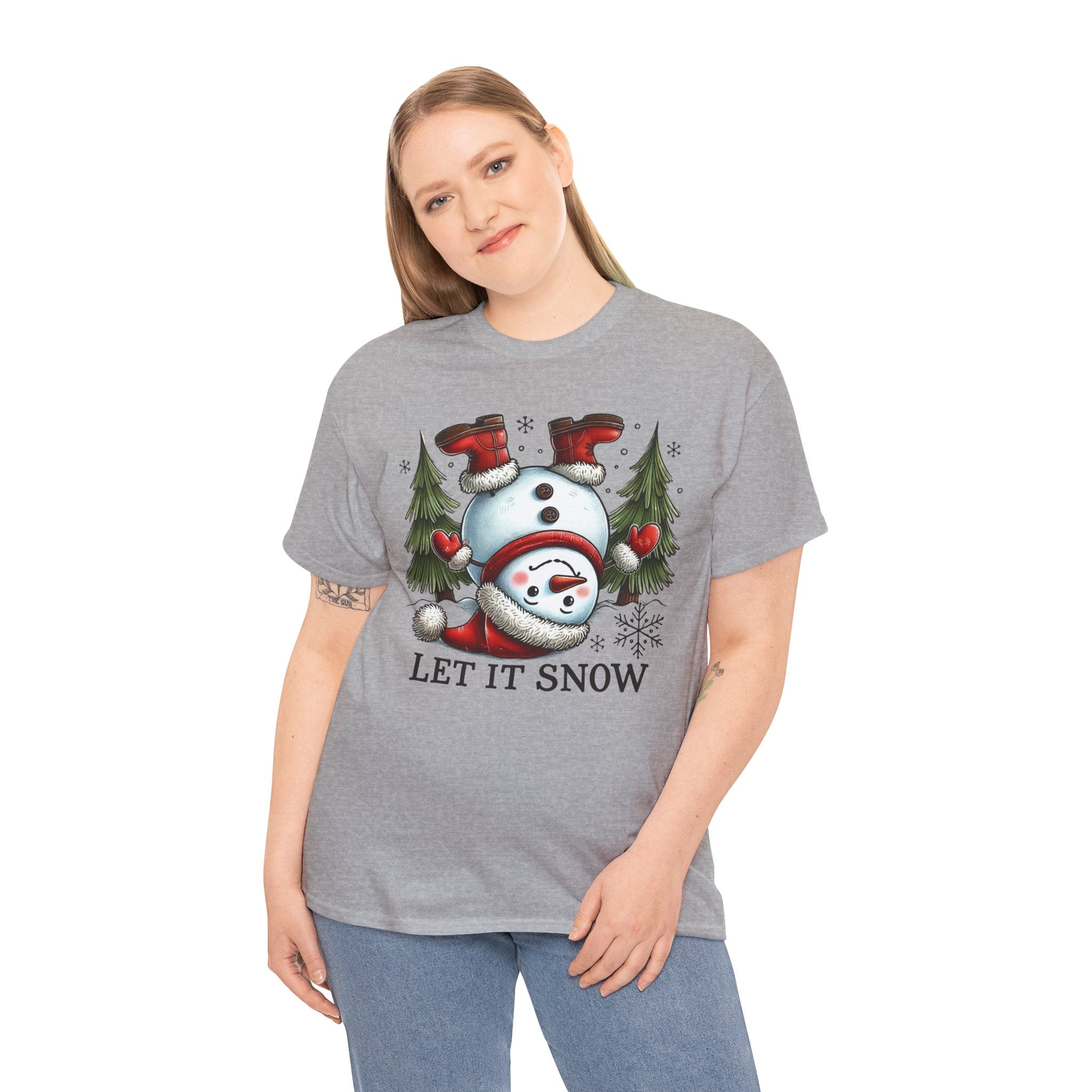 Let It Snow Heavy Cotton Tee - Festive Winter Apparel