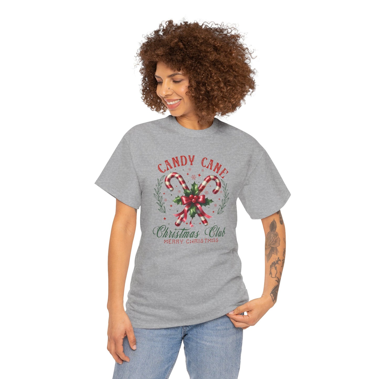 Candy Cane Christmas Club Heavy Cotton Tee - Merry Christmas Holiday Shirt