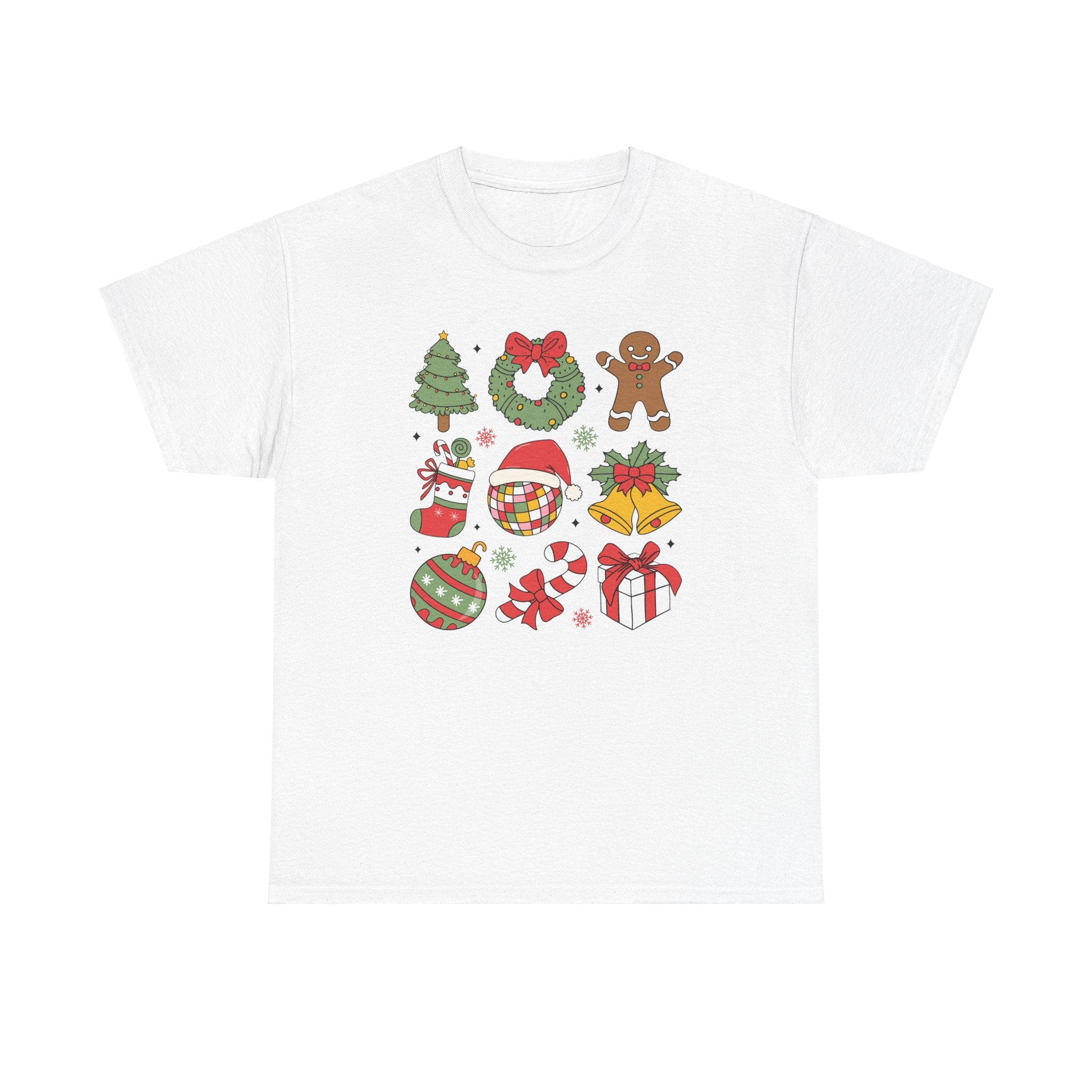 Festive Holiday Heavy Cotton Tee - Christmas Cheer Design