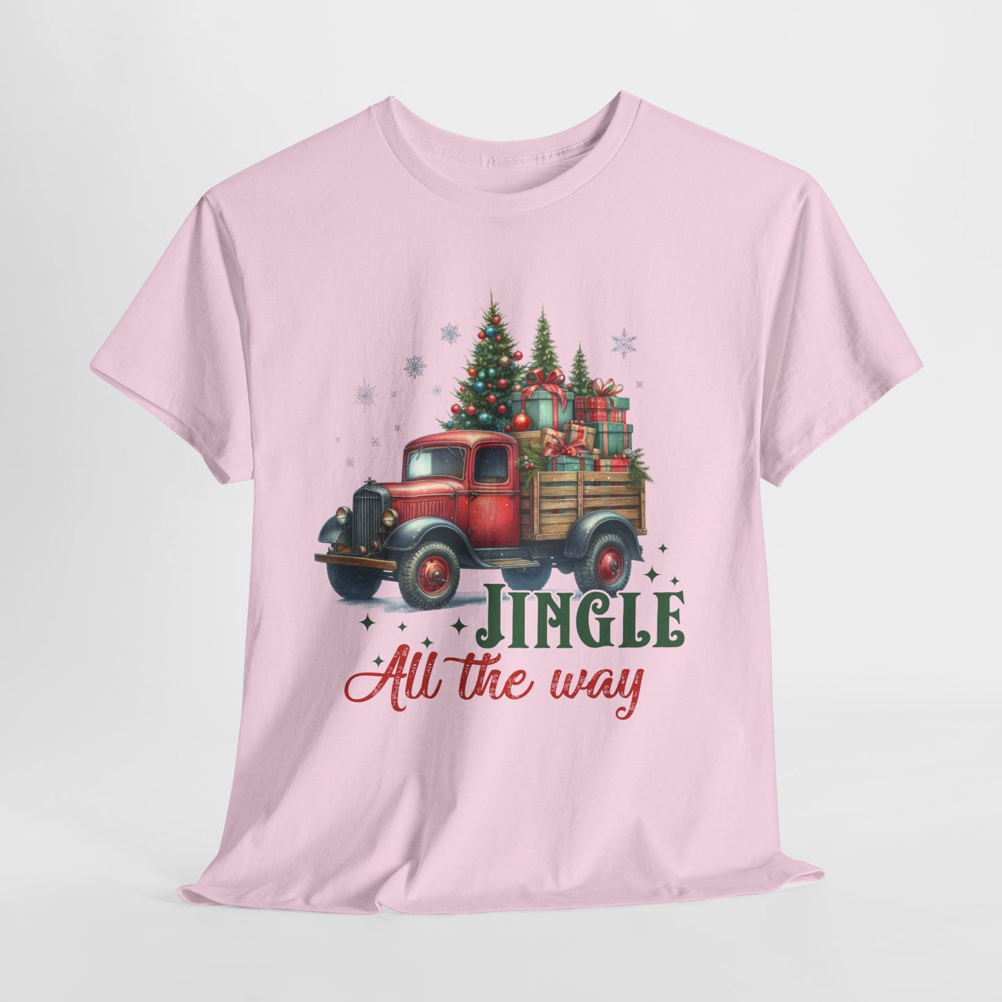 Jingle All the Way Holiday Tee - Heavy Cotton Shirt for Christmas Celebrations