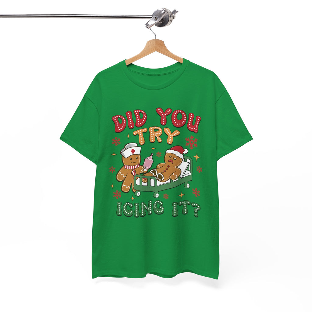 Playful Holiday Heavy Cotton Tee - 'Did You Try Icing It?'