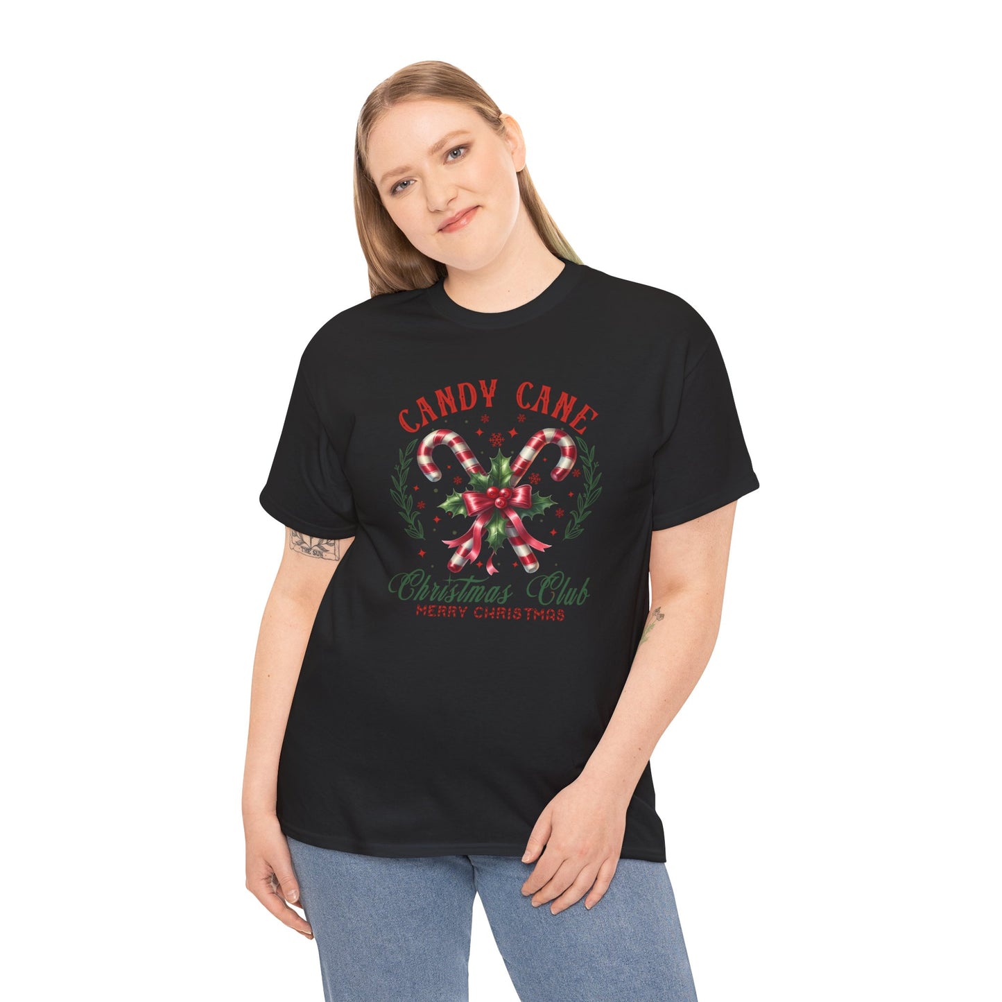 Candy Cane Christmas Club Heavy Cotton Tee - Merry Christmas Holiday Shirt
