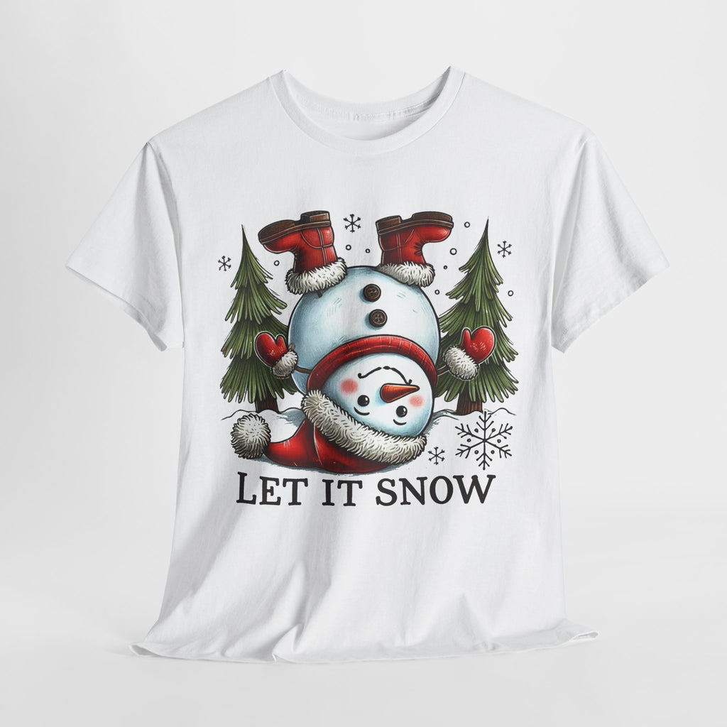 Let It Snow Heavy Cotton Tee - Festive Winter Apparel