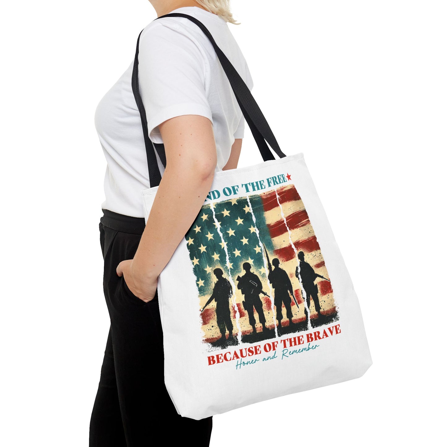 Patriotic Tote Bag - Land of the Free, Because of the Brave
