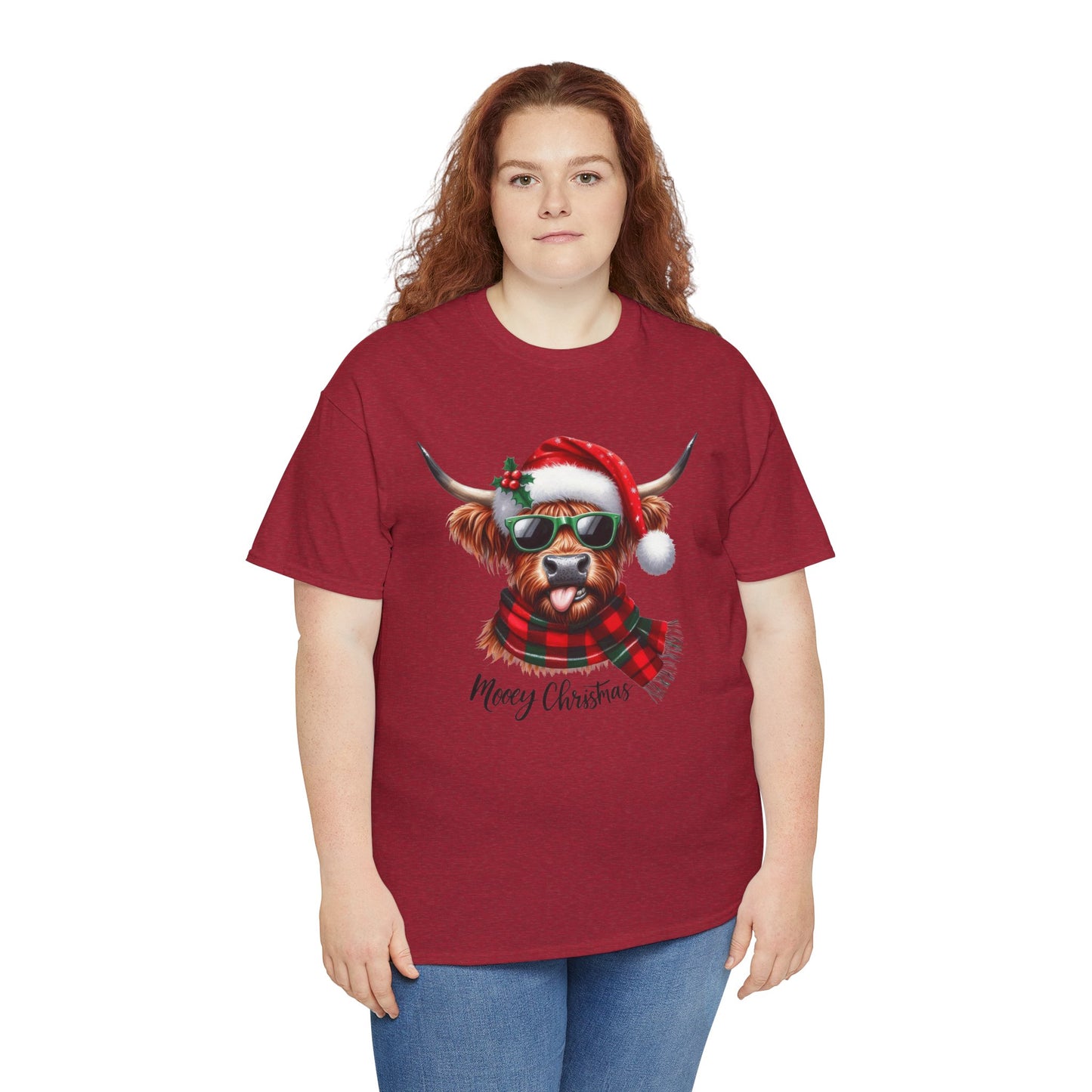Merry Christmas Highland Cow Tee - Heavy Cotton Shirt