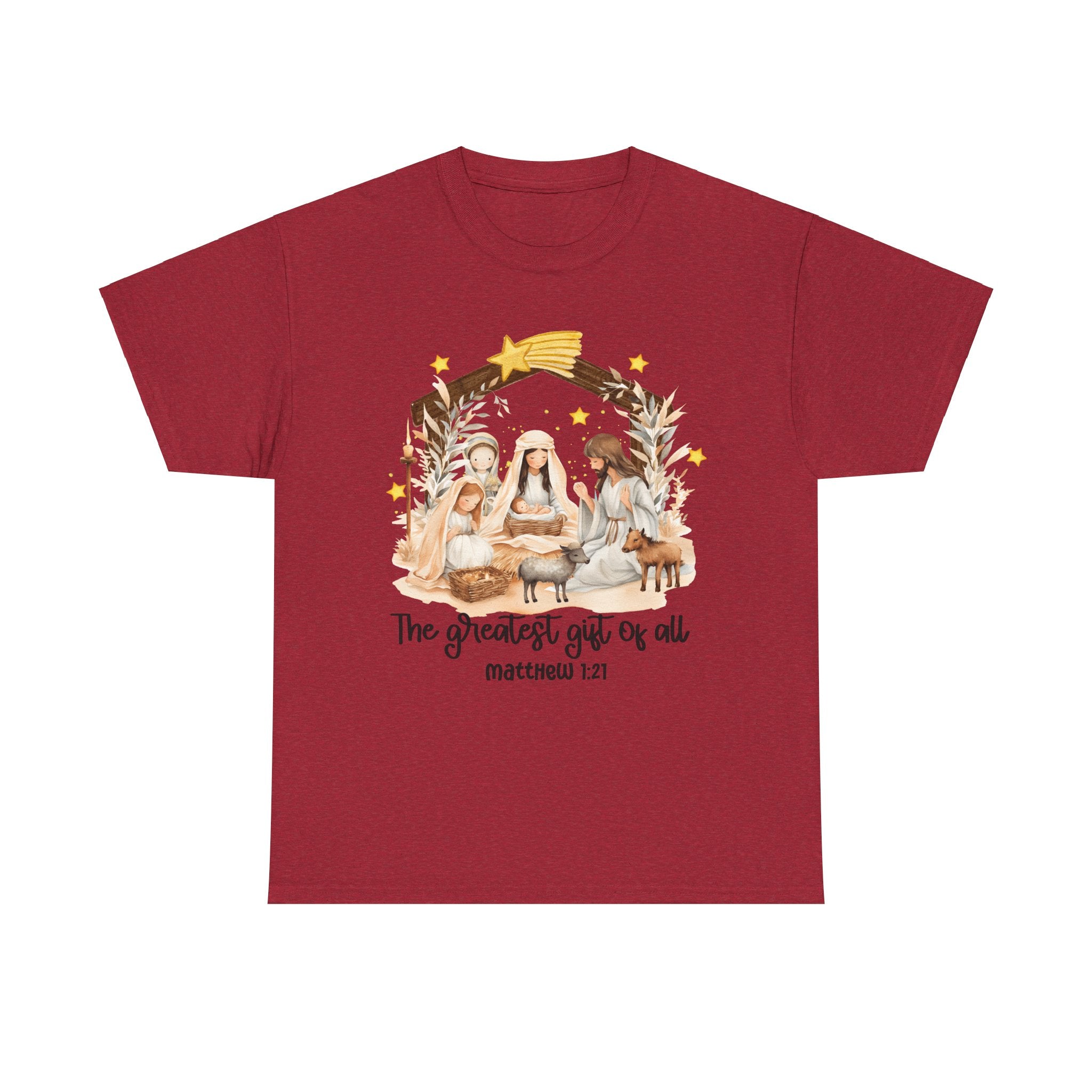 The Greatest Gift of All Heavy Cotton Tee - Christmas Nativity Design