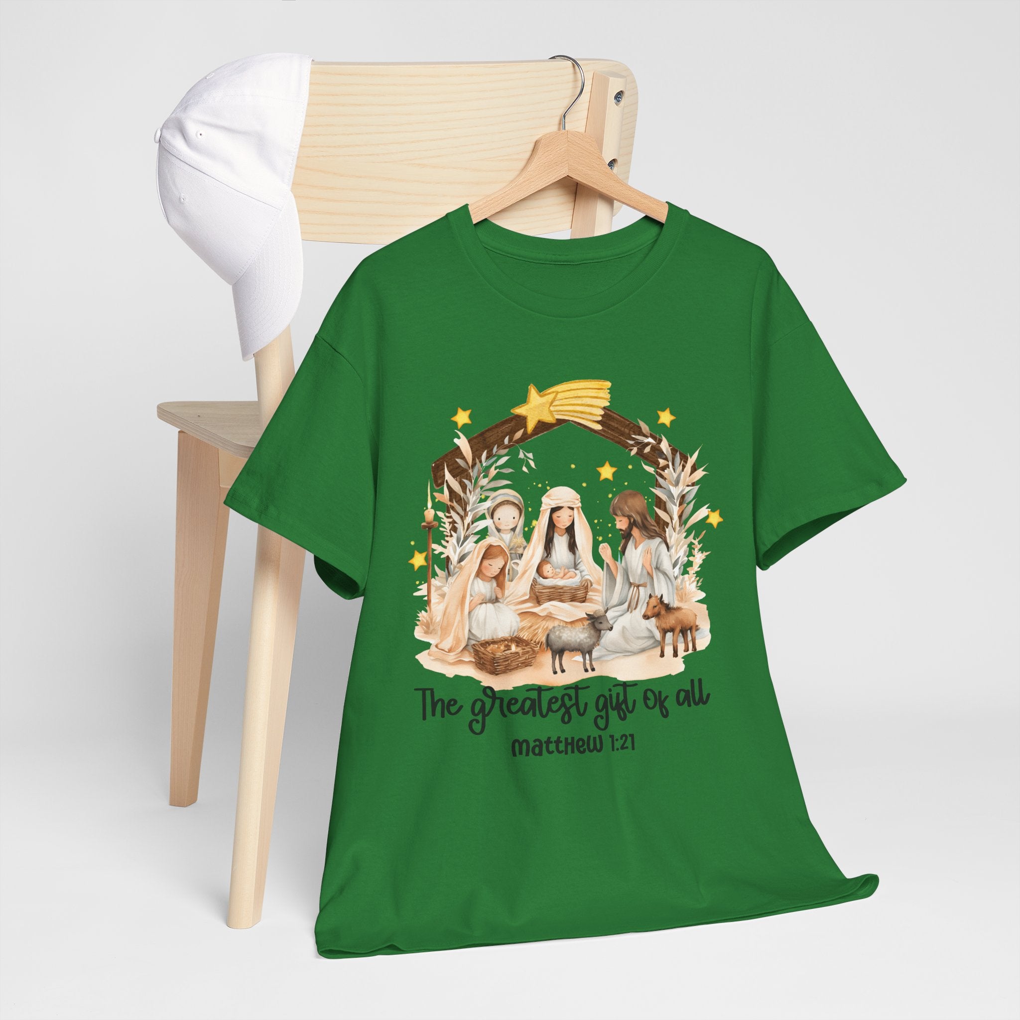 The Greatest Gift of All Heavy Cotton Tee - Christmas Nativity Design