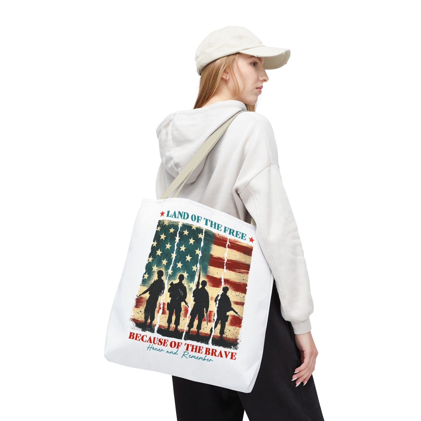 Patriotic Tote Bag - Land of the Free, Because of the Brave