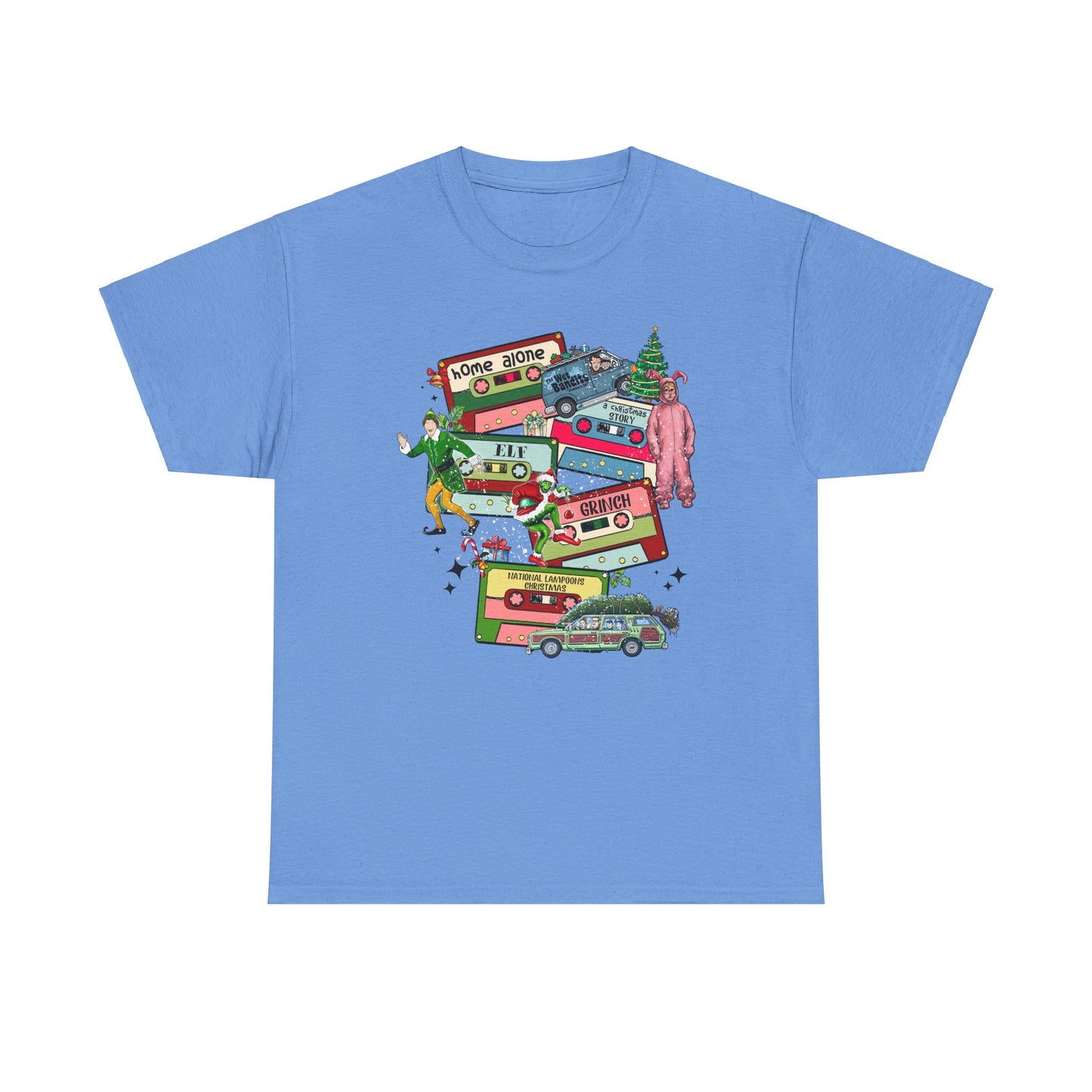 Retro Holiday Vibes Heavy Cotton Tee - 'Home Alone' Christmas Design