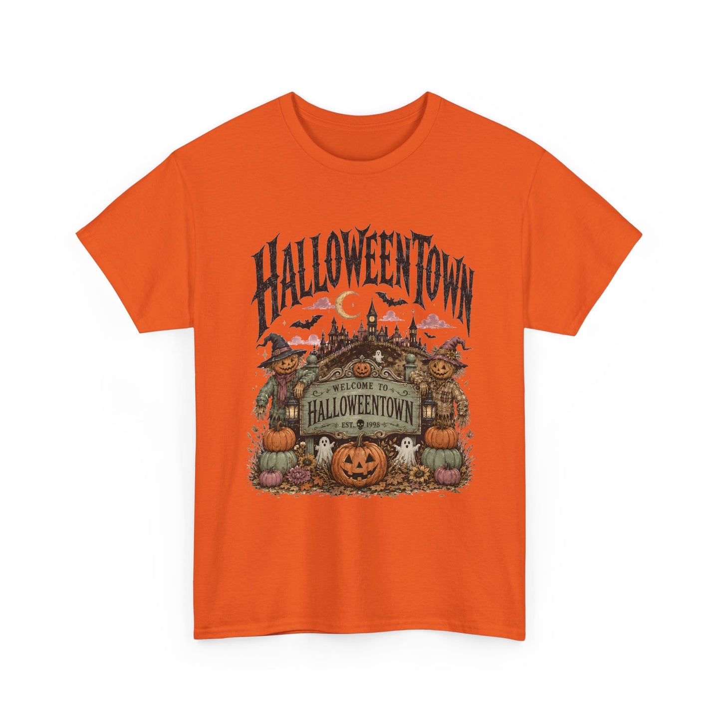 Vintage Halloween Pumpkin & Haunted Village T-Shirt