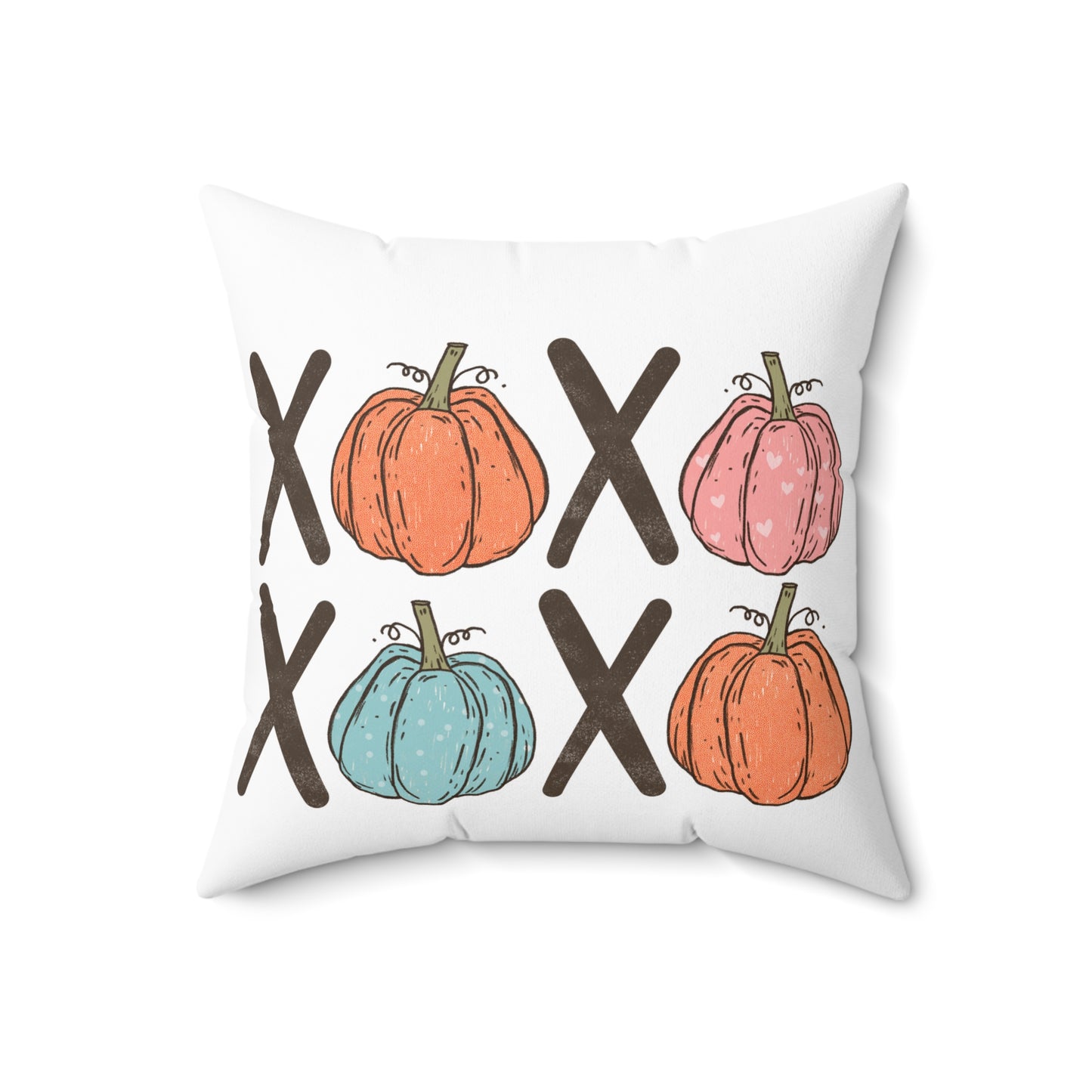 Pumpkin XOXO Decorative Throw Pillow — Pastel Fall Pumpkin Pillow