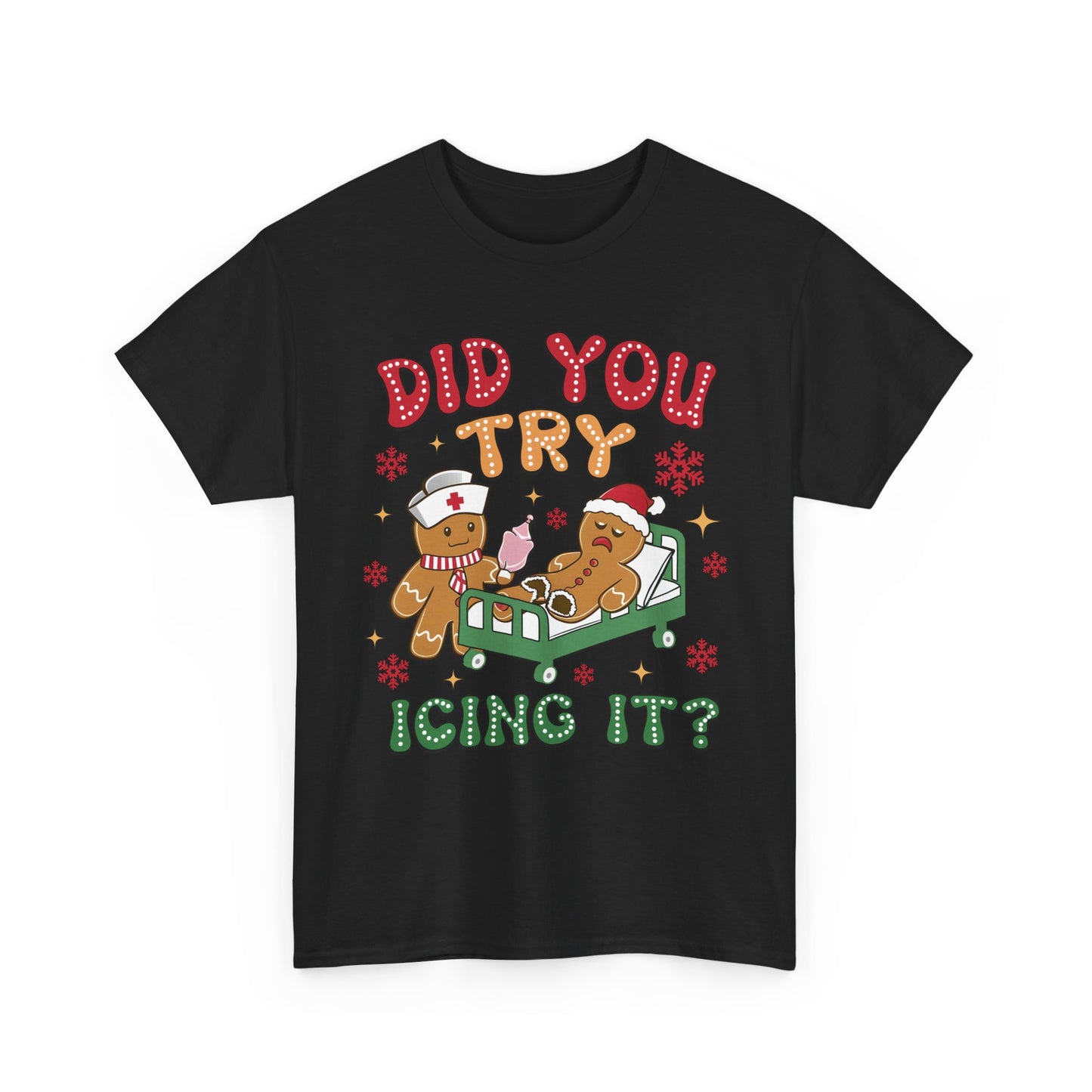 Playful Holiday Heavy Cotton Tee - 'Did You Try Icing It?'