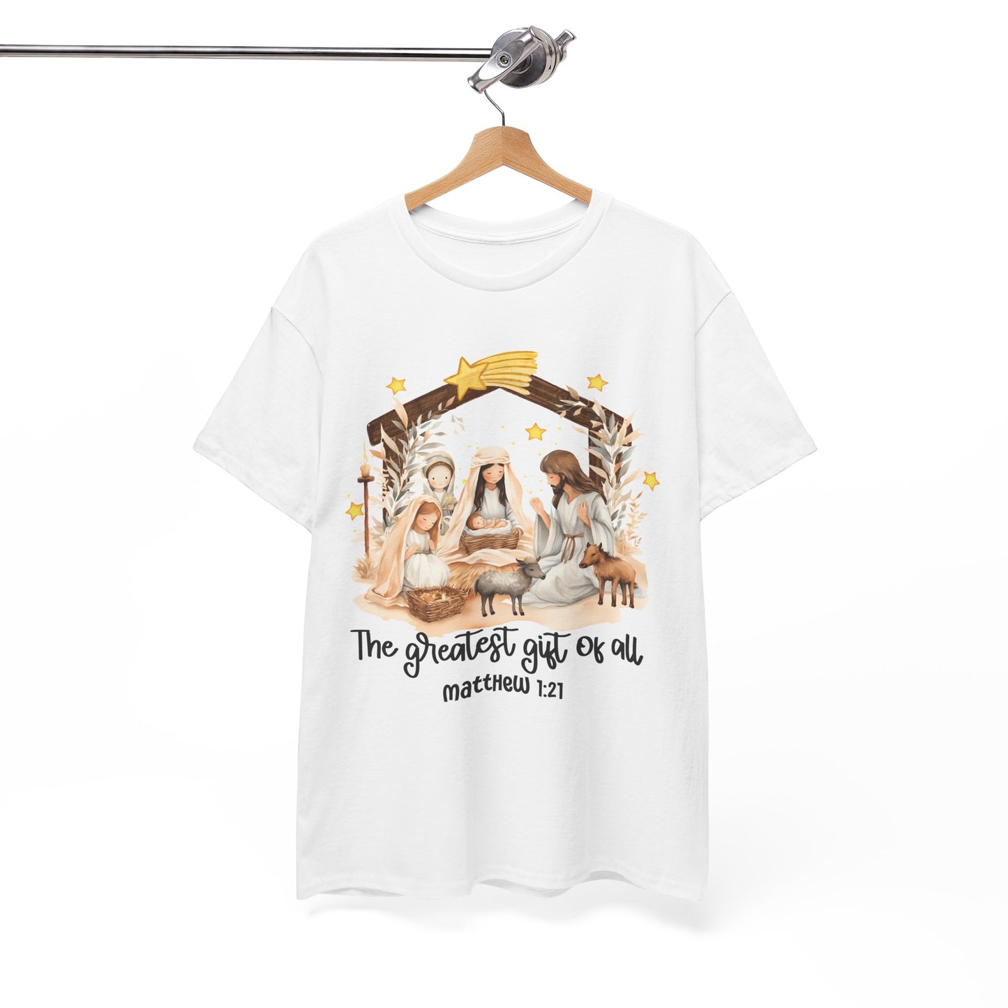 The Greatest Gift of All Heavy Cotton Tee - Christmas Nativity Design