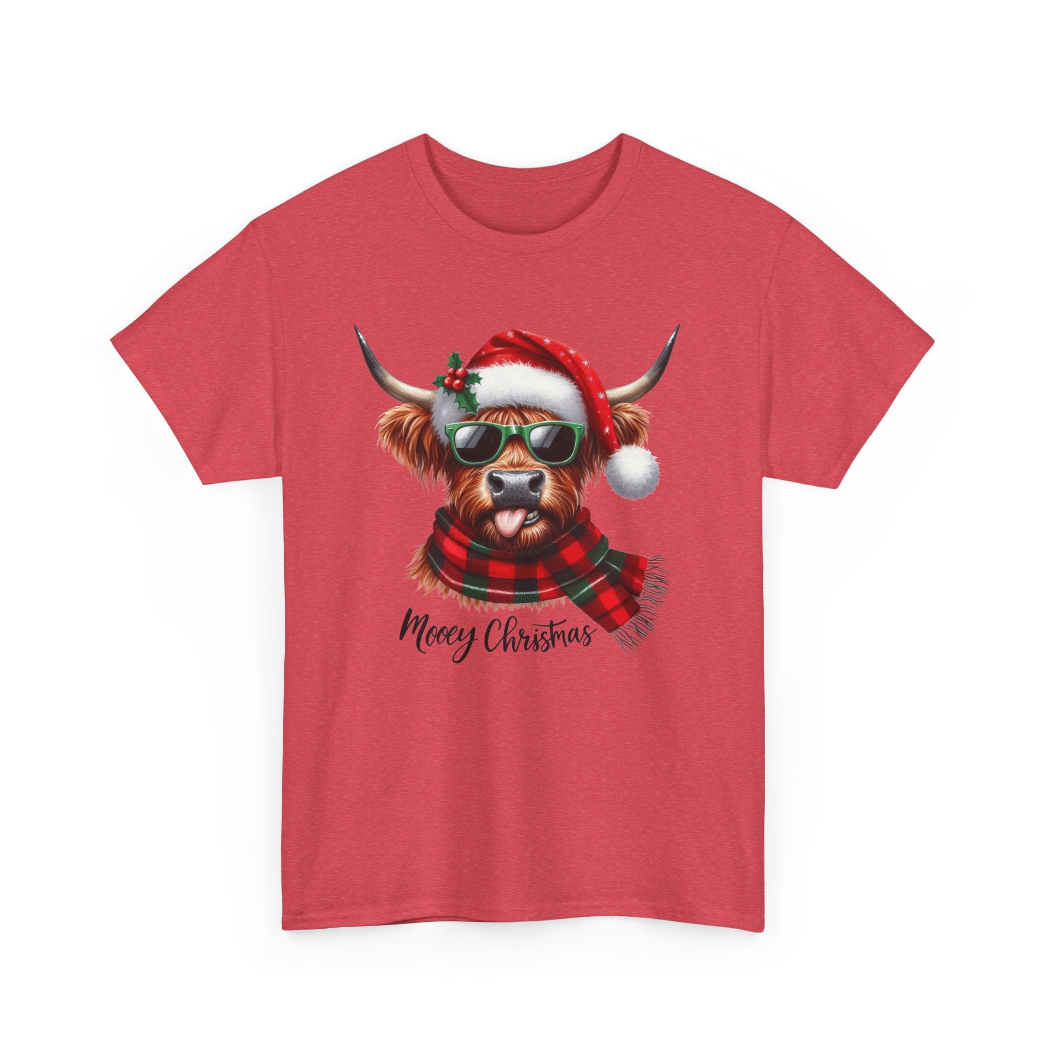 Merry Christmas Highland Cow Tee - Heavy Cotton Shirt