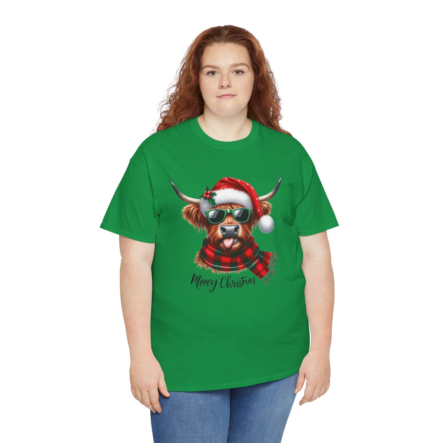 Merry Christmas Highland Cow Tee - Heavy Cotton Shirt