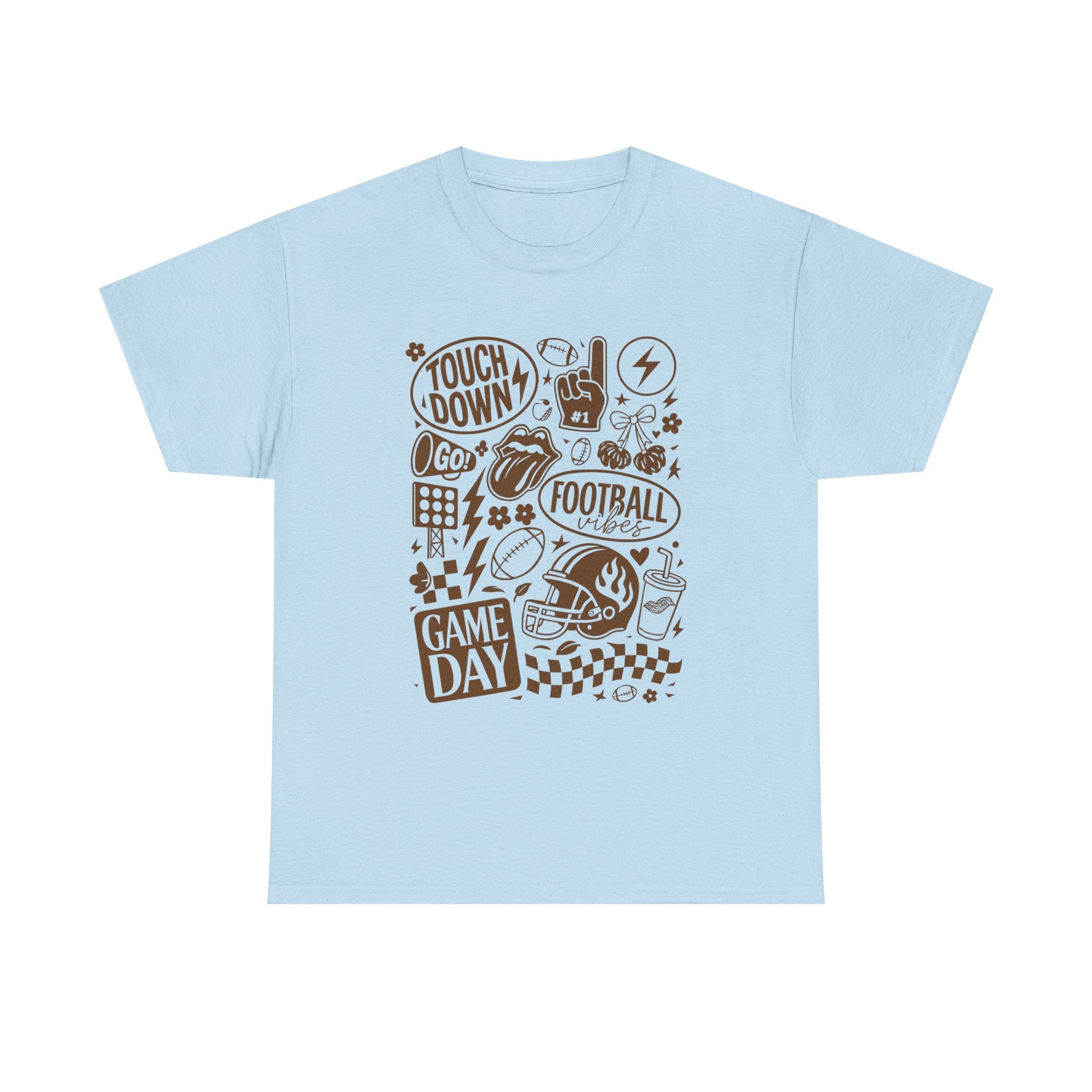 Football Game Day Heavy Cotton Tee with Touchdown Design