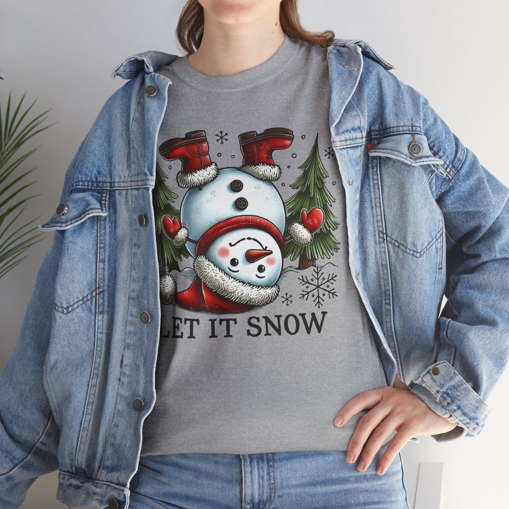 Let It Snow Heavy Cotton Tee - Festive Winter Apparel