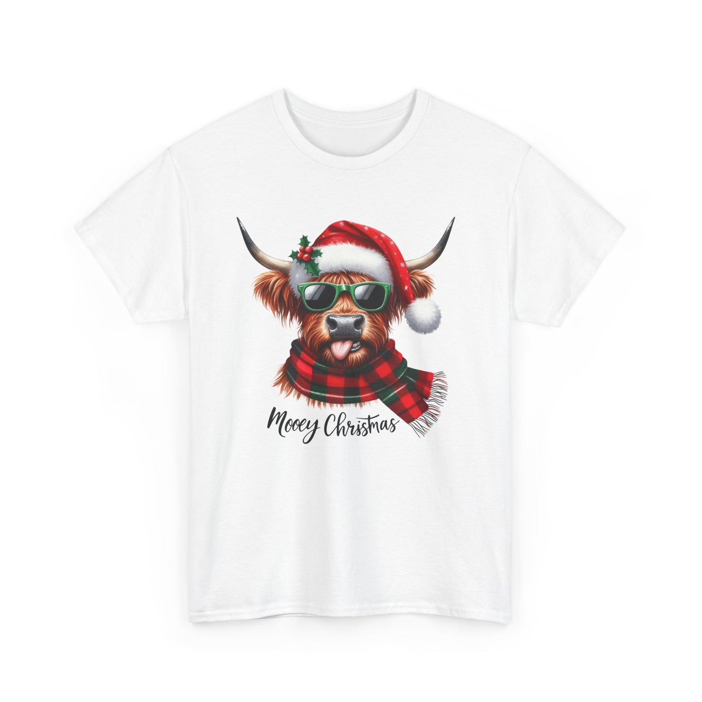 Merry Christmas Highland Cow Tee - Heavy Cotton Shirt