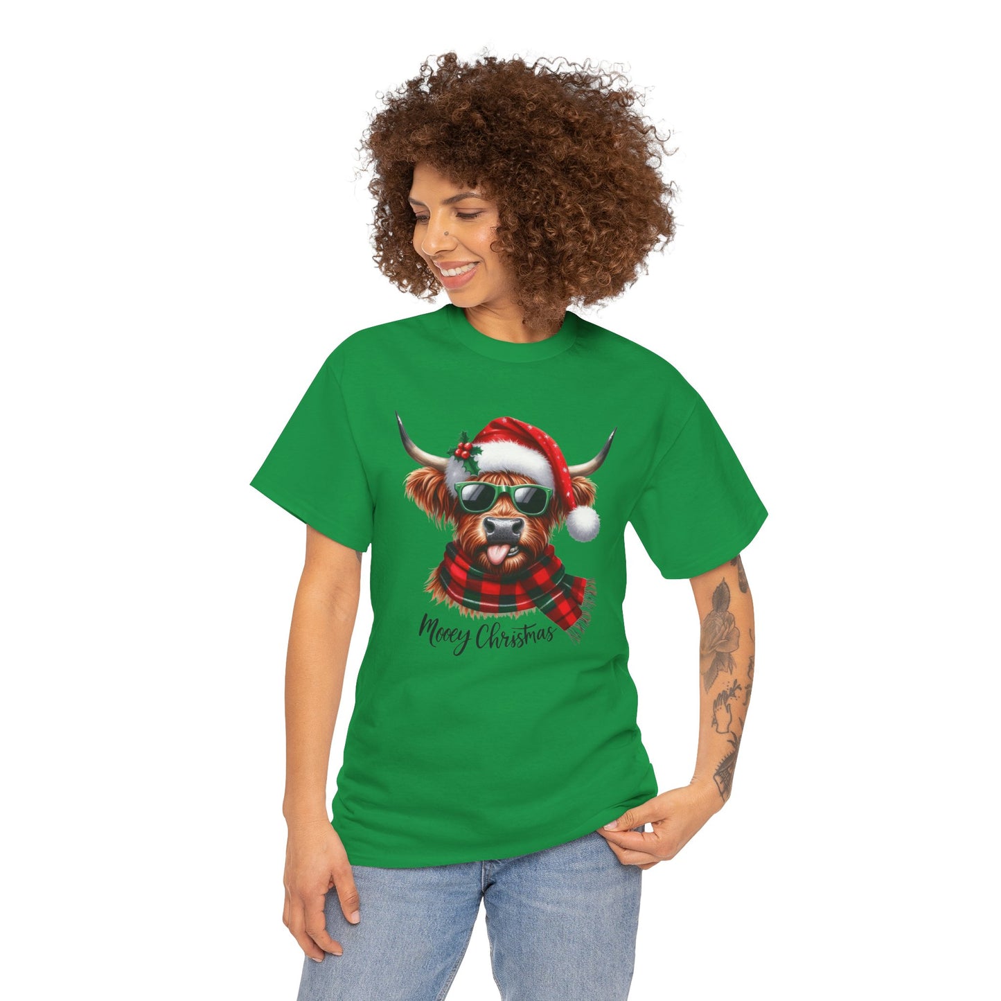 Merry Christmas Highland Cow Tee - Heavy Cotton Shirt