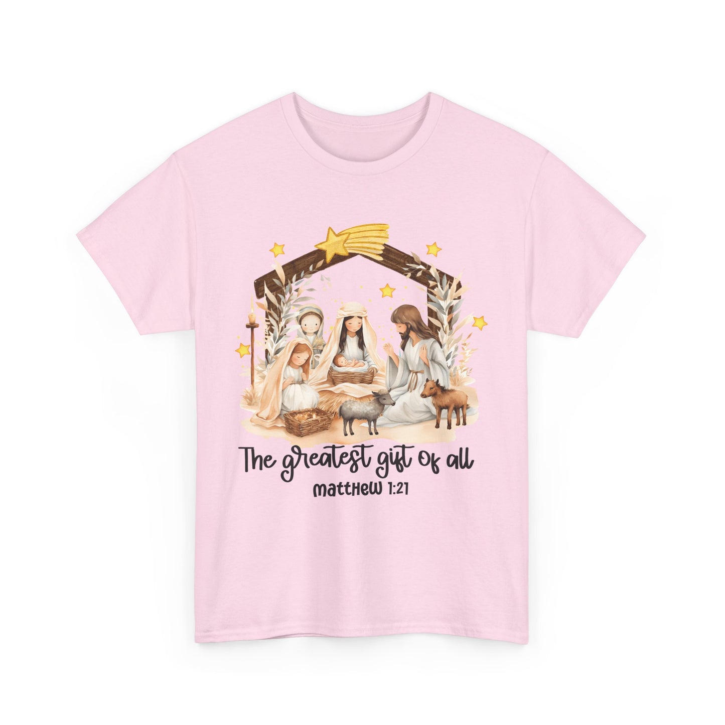 The Greatest Gift of All Heavy Cotton Tee - Christmas Nativity Design