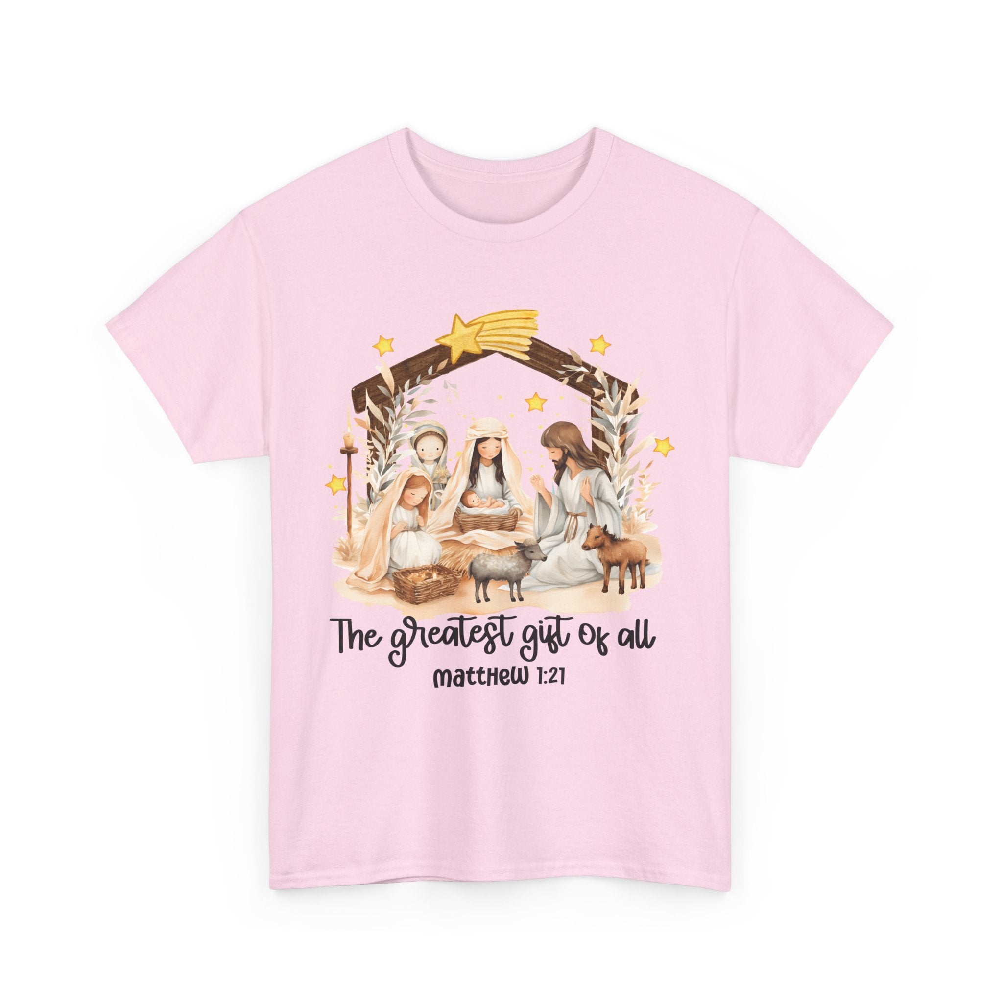 The Greatest Gift of All Heavy Cotton Tee - Christmas Nativity Design