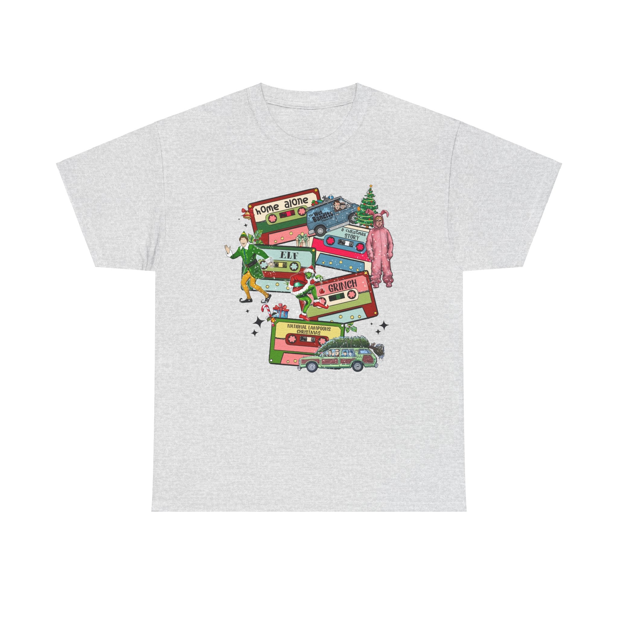 Retro Holiday Vibes Heavy Cotton Tee - 'Home Alone' Christmas Design