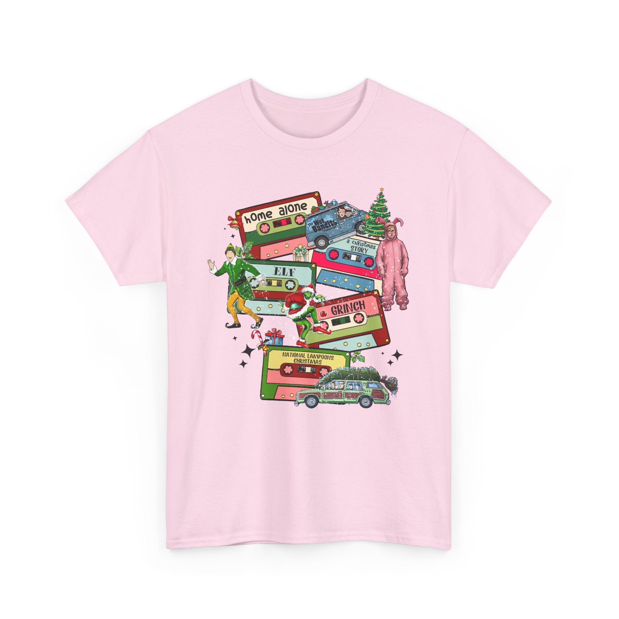 Retro Holiday Vibes Heavy Cotton Tee - 'Home Alone' Christmas Design